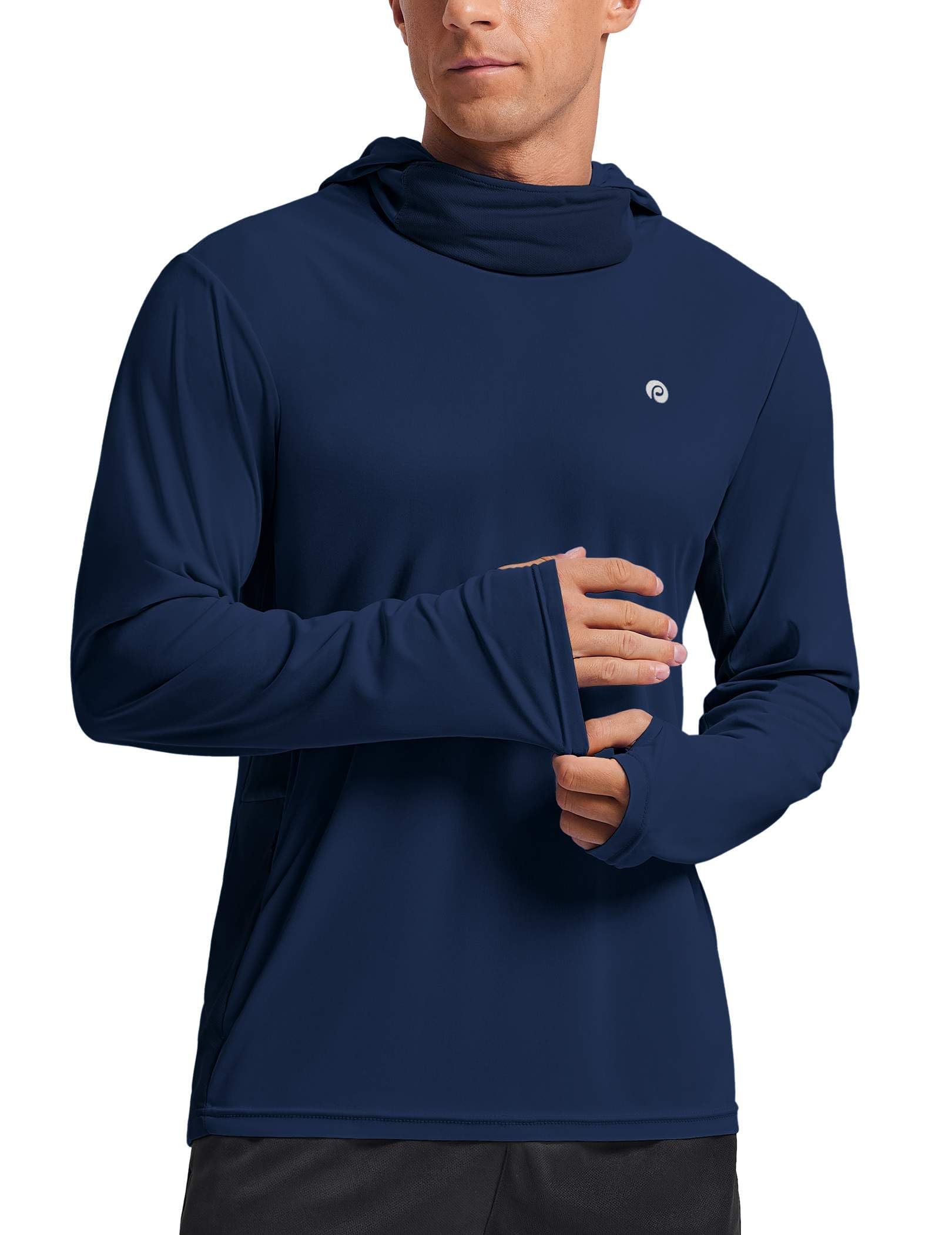 PINSPARK Men's UPF 50+ Sun Protection Hoodie with Mask Long Sleeve Fishing Shirt