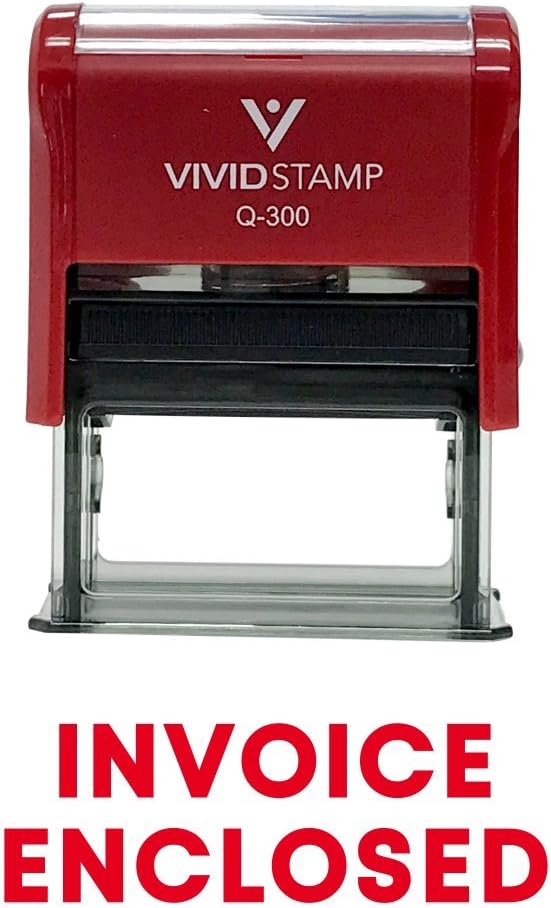 - Invoice Enclosed Self Inking Rubber Stamp (Red Ink) - Large