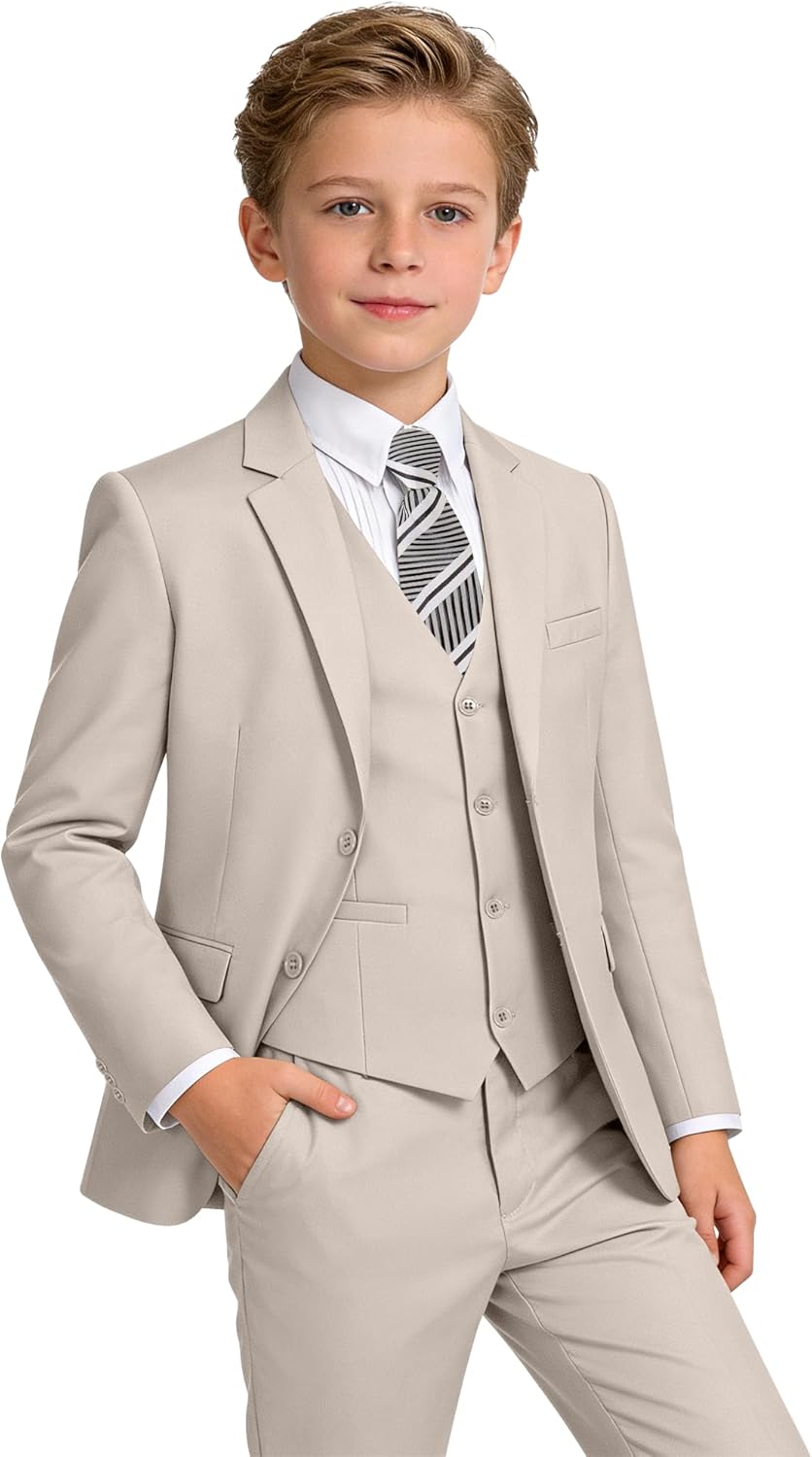 Boys Formal Suit Set Kids 5 Pieces Slim Fit Suits for Wedding Easter Piano Prom Teen Toddler Boy Dress Suit Outfit