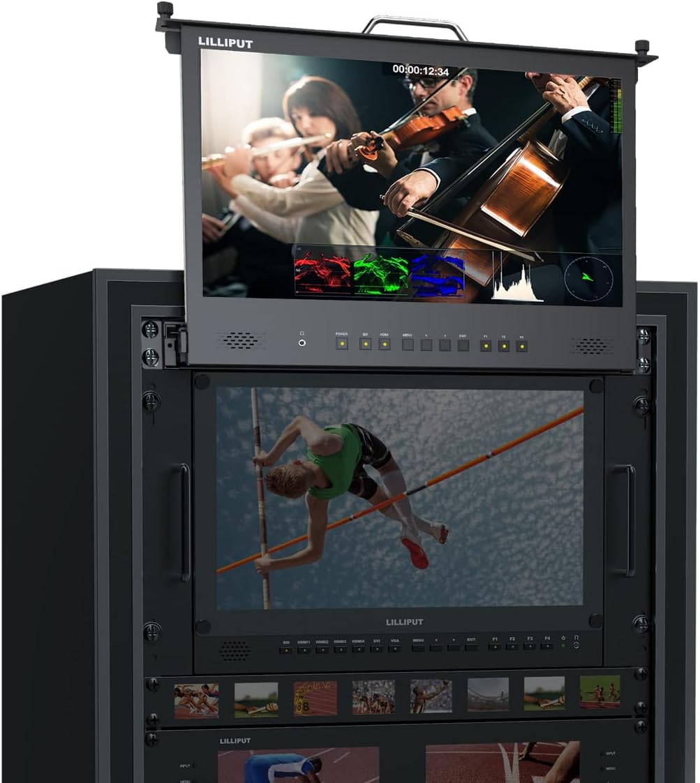 LILLIPUT RM-1731S 17.3" HDR and 3D LUTs Pullout Rackmount 3G-SDI/HDMI Monitor HDMI 2.0 In/Out, 3G-SDI In/Out