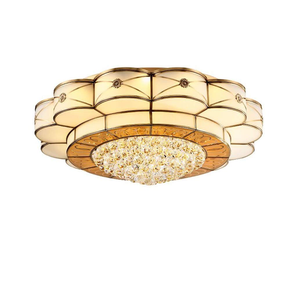 HynJGih All Copper Ceiling Light Round Living Room Dining Room Bedroom Lamp Crystal Light Simple and Light Luxury(60cm)