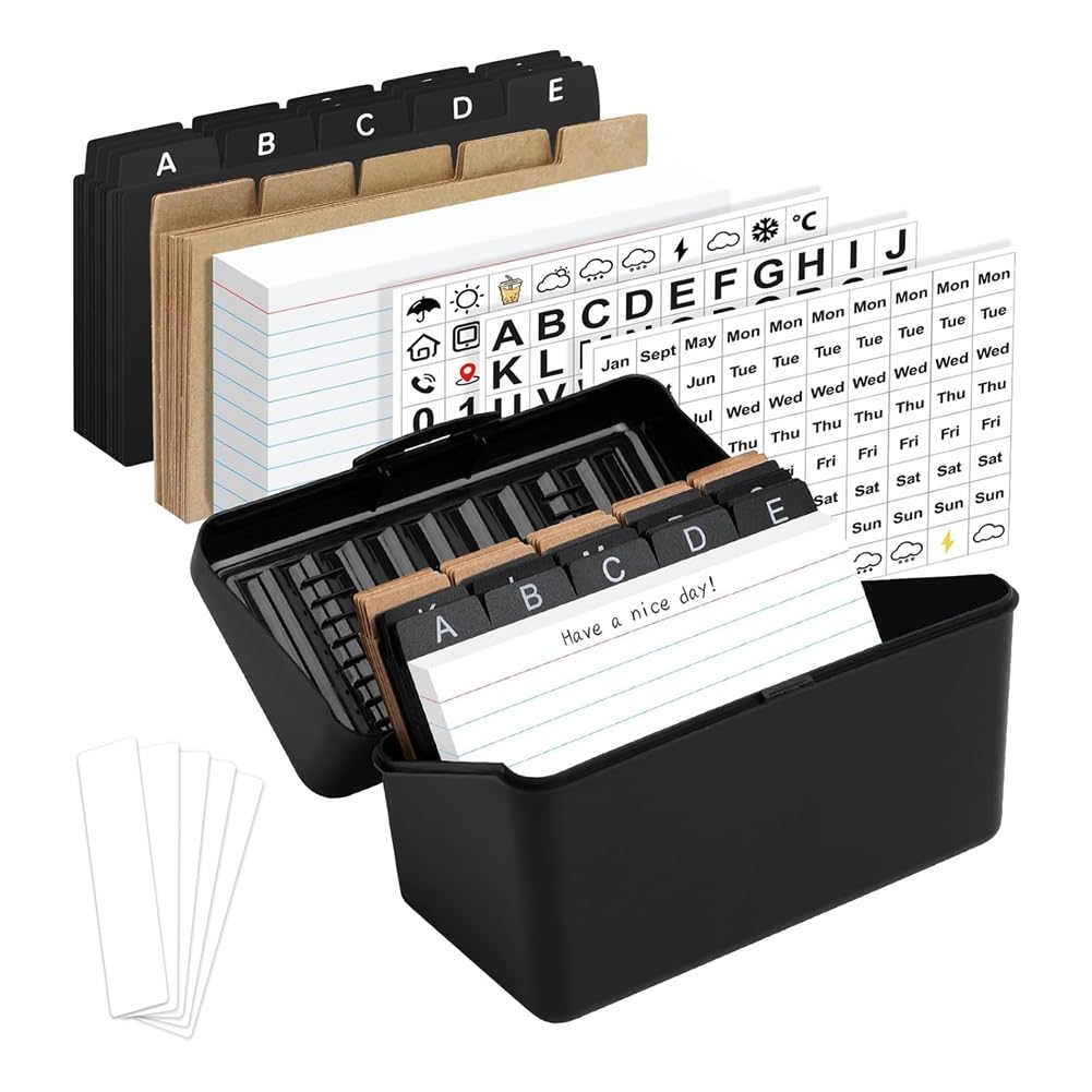 Agmoctz 3inchx5inch Index Card Holder with Lock, Index Card Box Organizer Storage with, for Home Recipes Address Office