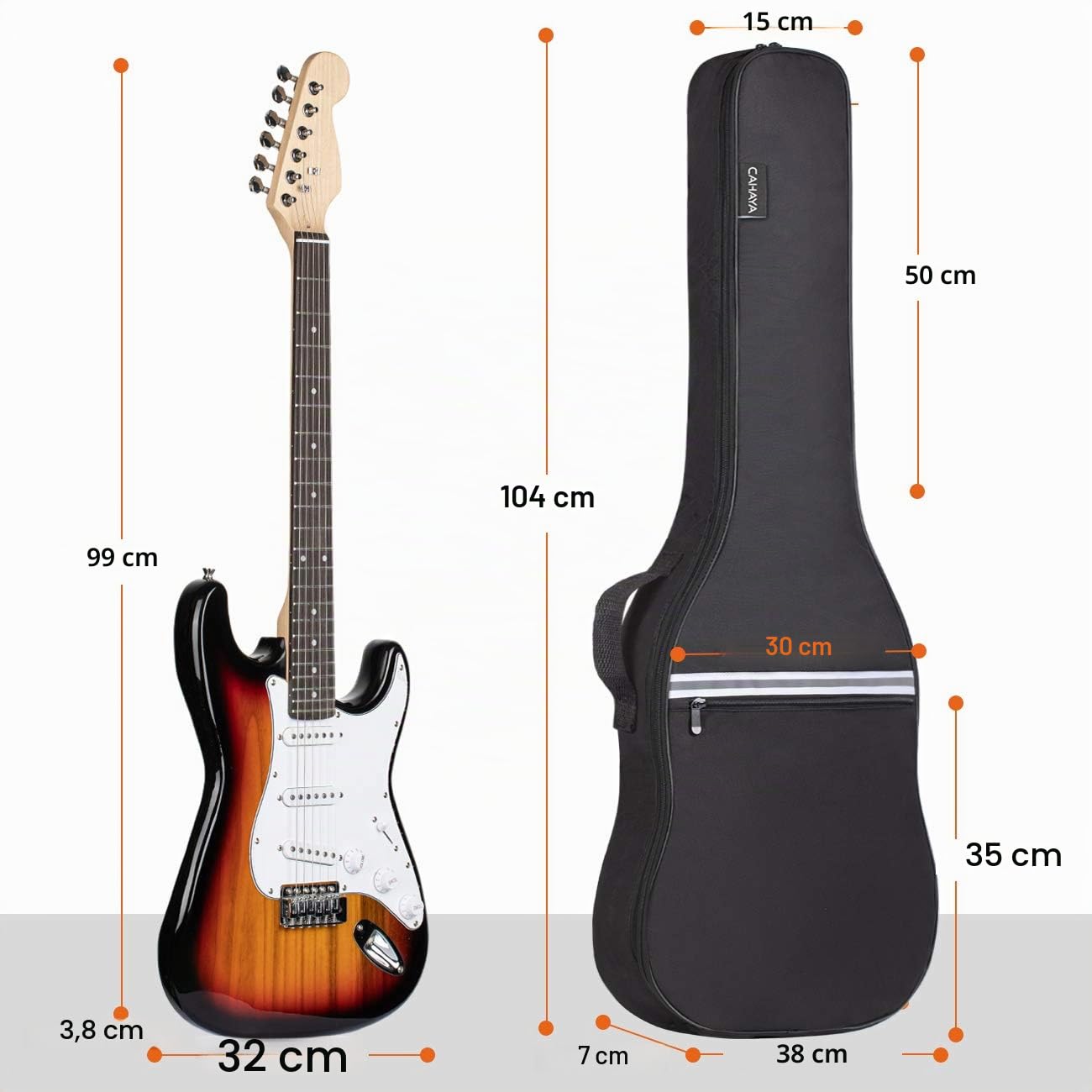 CAHAYA Housse pour Guitare électrique, Gig Bag rembourré de qualité supérieure avec Bandes réfléchissantes Sac à Dos rembourré Etui Souple Noir pour Guitare P
