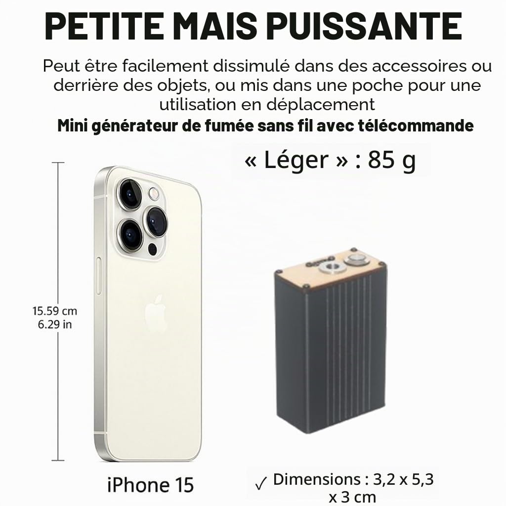 Mini machine à fumée portable et légère pour soirée en extérieur Noir, ML-FMOFOG1