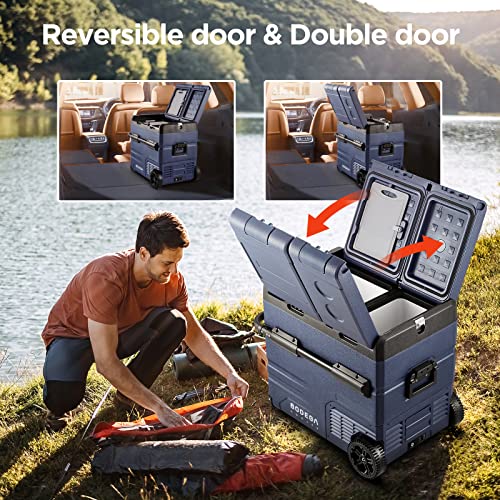BODEGACOOLER 12 Volt Car Refrigerator,59 Quart (55L)12v Portable refrigerator,Car Fridge Freezer, -4℉-68 Car Cooler 12/24V DC and 100-240V AC for RV, Camping,Travel,Dual Zone WIFI APP Control(2 Doors)