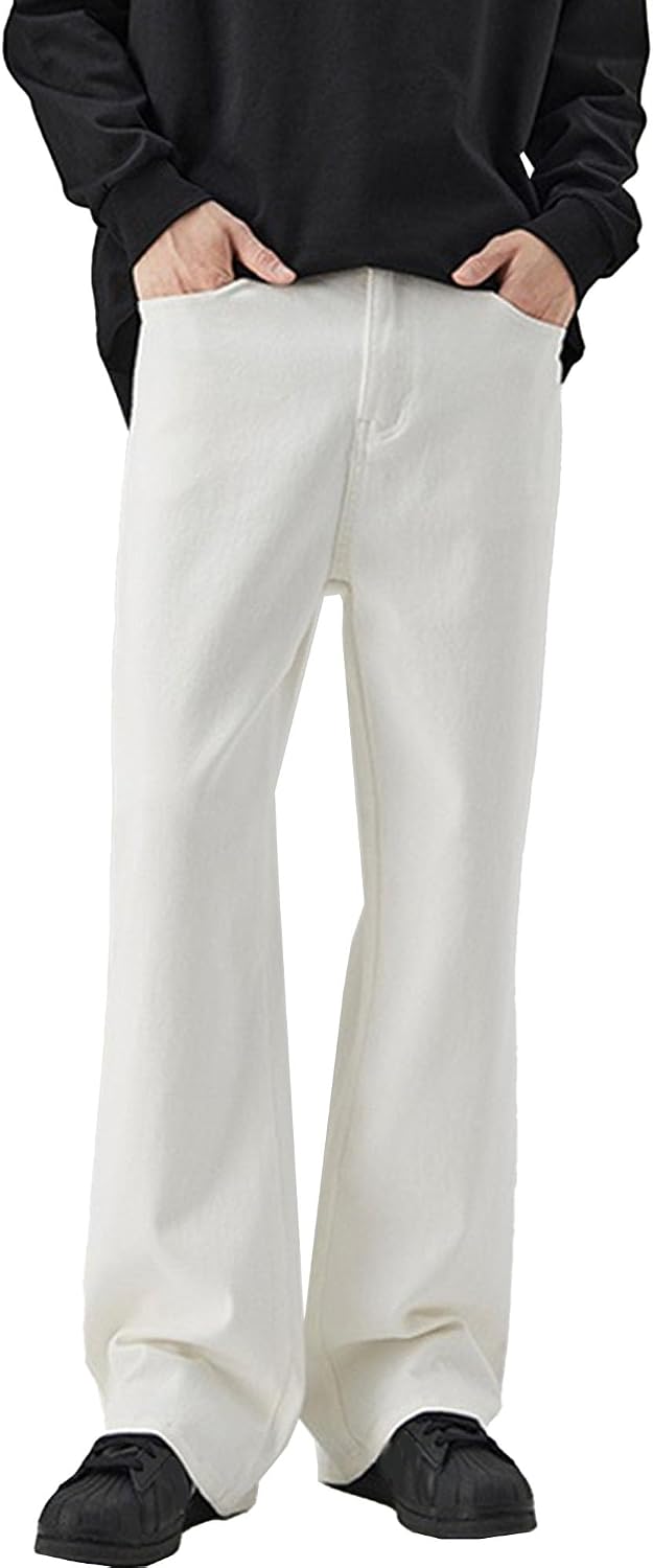 Men's High Street Daily Casual Denim Pants Y2K Classic Slim Fit Wide Leg Trousers Spring Young Comfy Button Bootcut Jeans