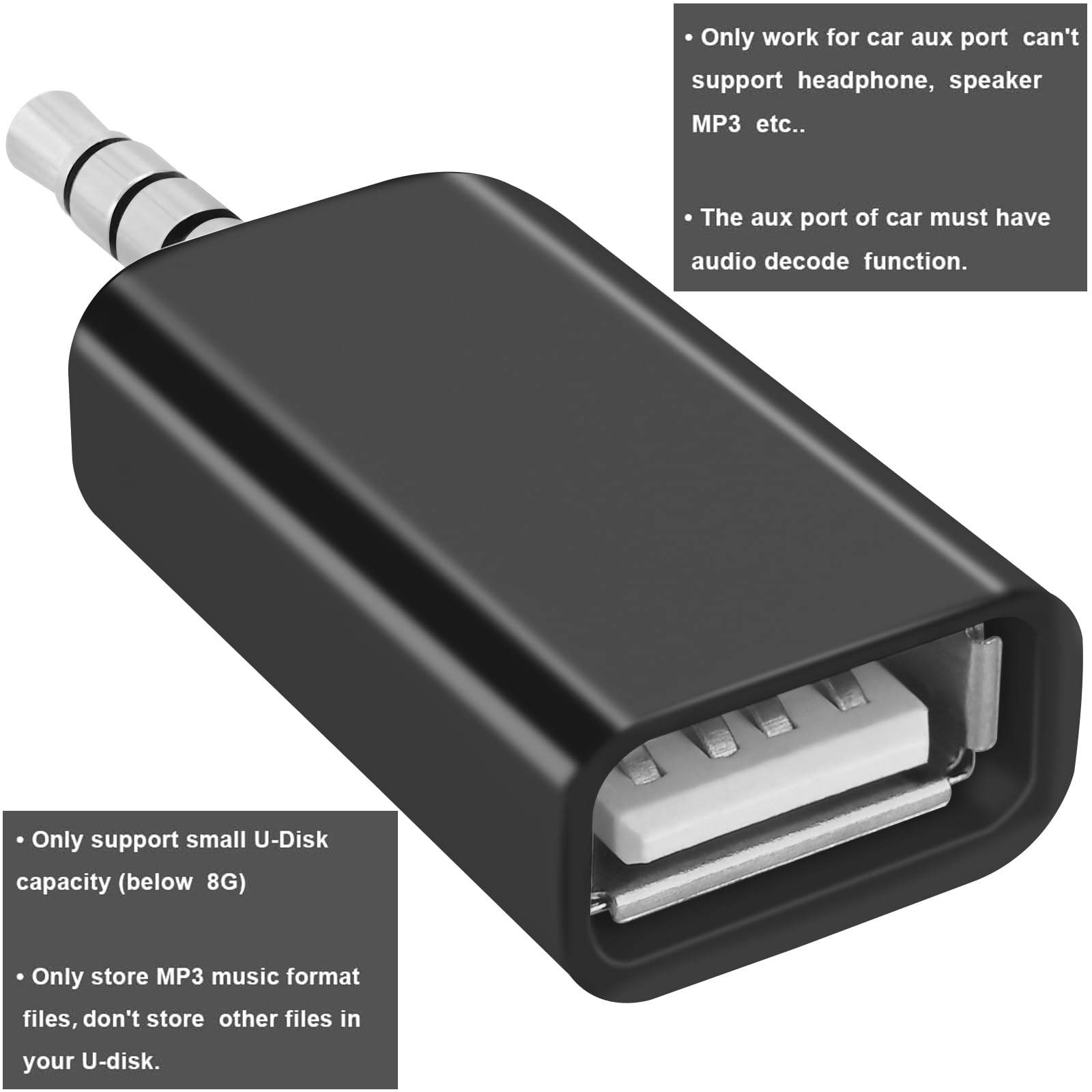 Amazon.com: BERANMEY 2 Pack AUX to USB Adapter, USB A Female to