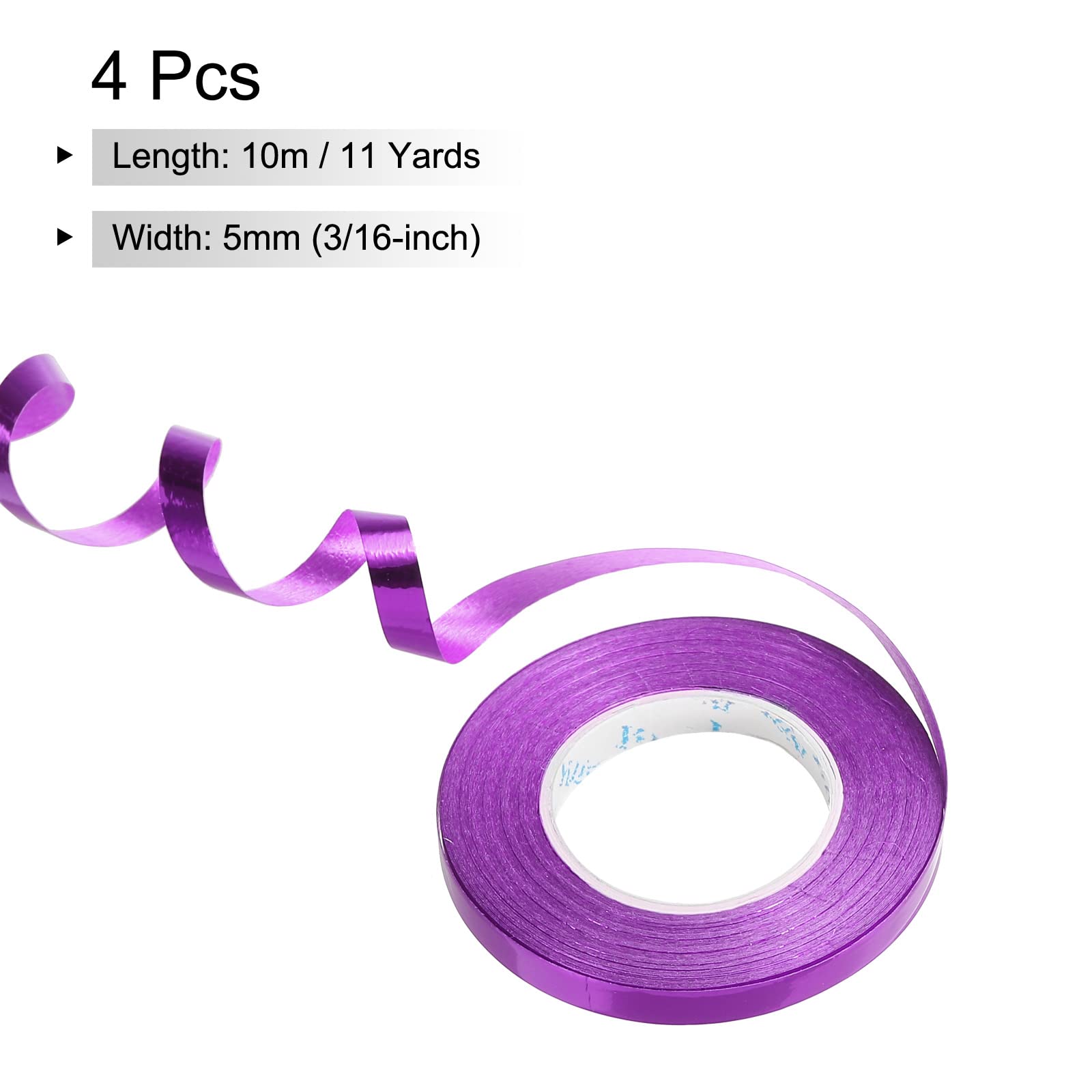 PATIKIL 4pcs Curling Ribbon Crimped Balloon String Shiny Metallic 5mm 10m Iridescent for Party Decoration Gift Wrapping Crafts Purple - Image 2