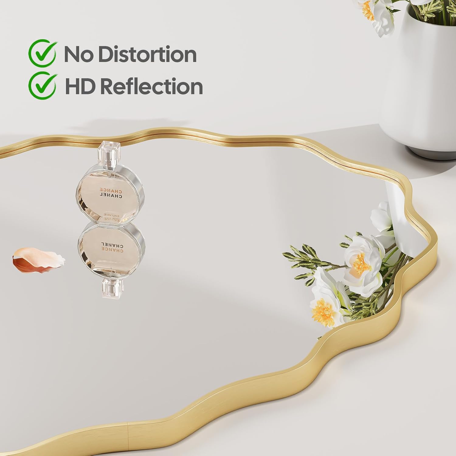 ULIKE 20x30 Gold Oval Wavy Mirror for Bathroom, Metal Frame Decorative Gold Wall Mirror with Tempered Glass, Vanity for Over Sink Bedroom Entryway Living Room, Horizontal or Vertical