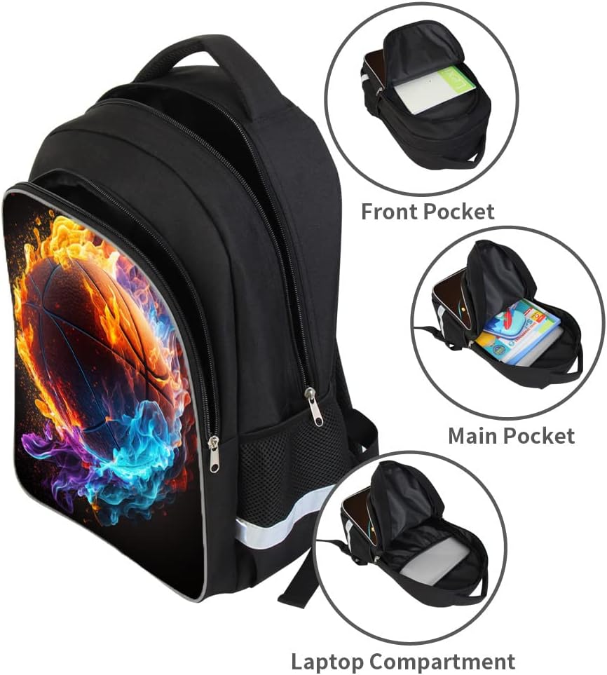 School Backpack for Boys, Basketball Backpack for Boys School Bag Suitable for 6-18 Kid, for Children Teens Elementary Middle School Bookbag Travel Back. - Image 2