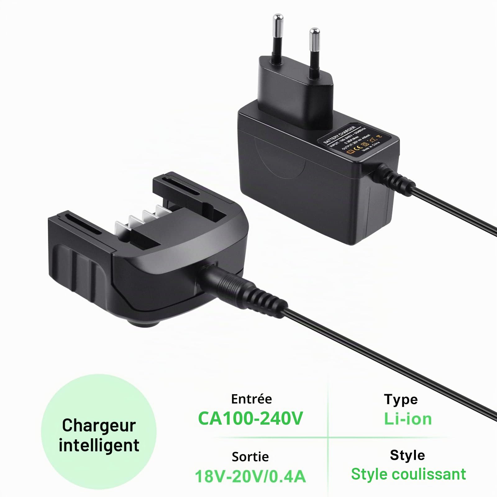 Chargeur de batterie lithium 18V/20V, compatible avec batterie lithium Black&Decker 18V/20V BL2018 LBXR20 LBXR20-OPE LB20 LBX20