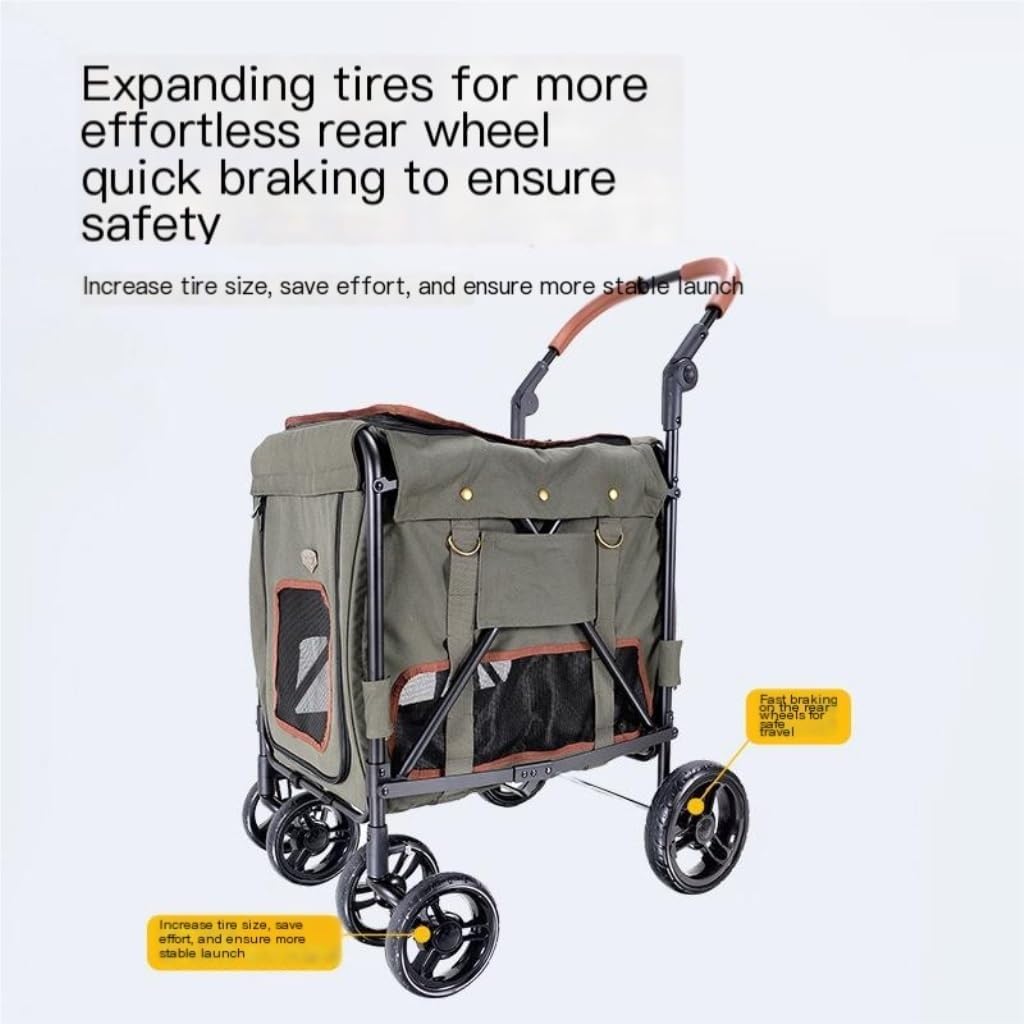 Pet Strollers Pet Stroller Lightweight Foldable Dog Stroller Detached Cat Outing Stroller Multifunctional Stroller Pet Stroller Medium(Green)