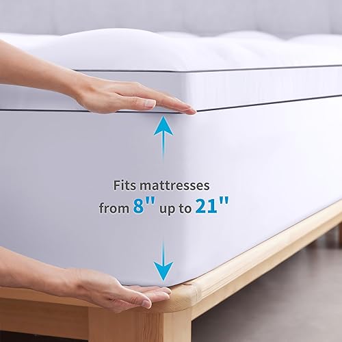Miniatura 6 de MASVIS Cubrecolchón tamaño Queen para el dolor de espalda, sábana encimera y fundas de almohada suaves, funda de colchón extra gruesa, parte