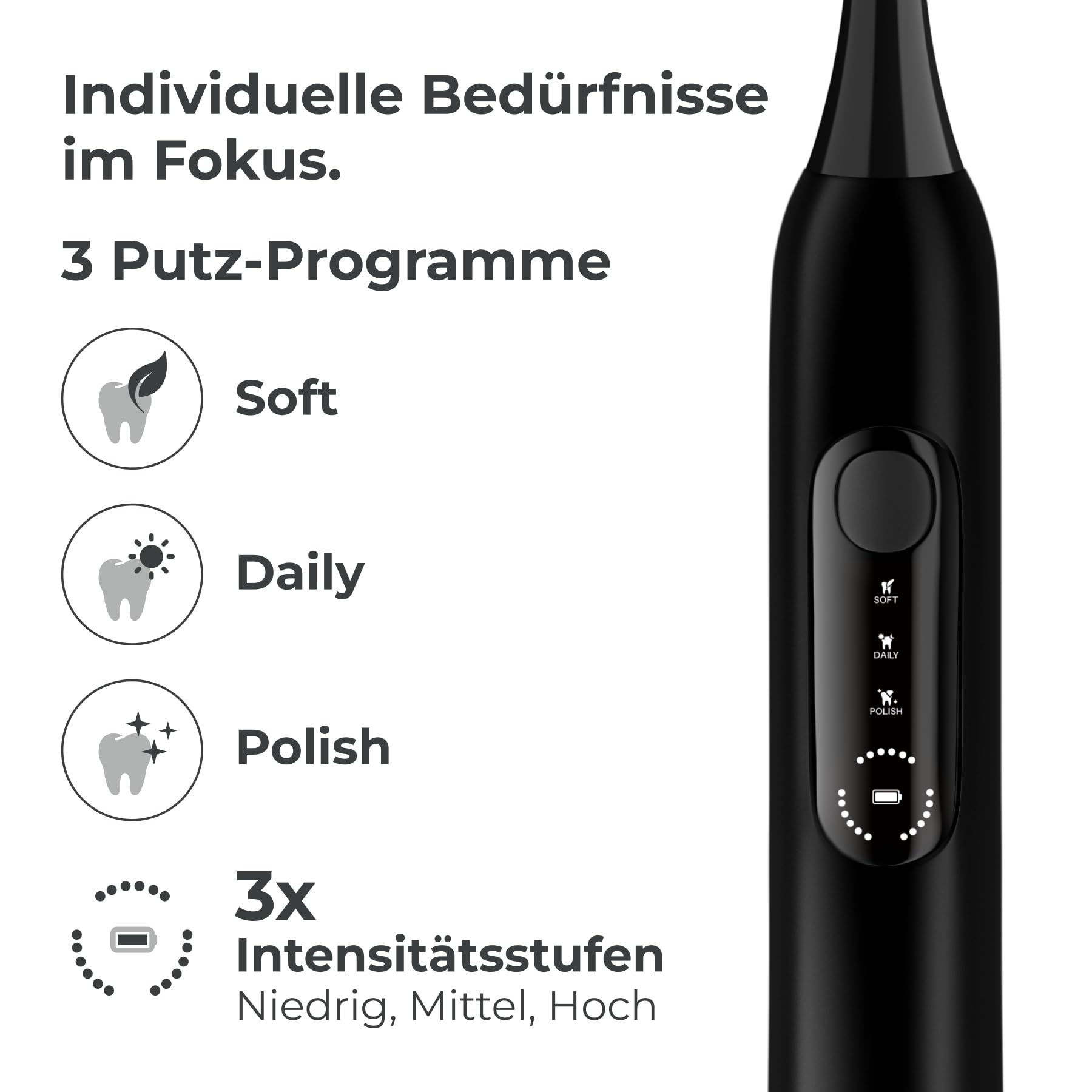 P1 Pro Cepillo de dientes sónico, cepillo de dientes eléctrico con sensor de presión para una limpieza segura, batería de 60 días, Onyx Black