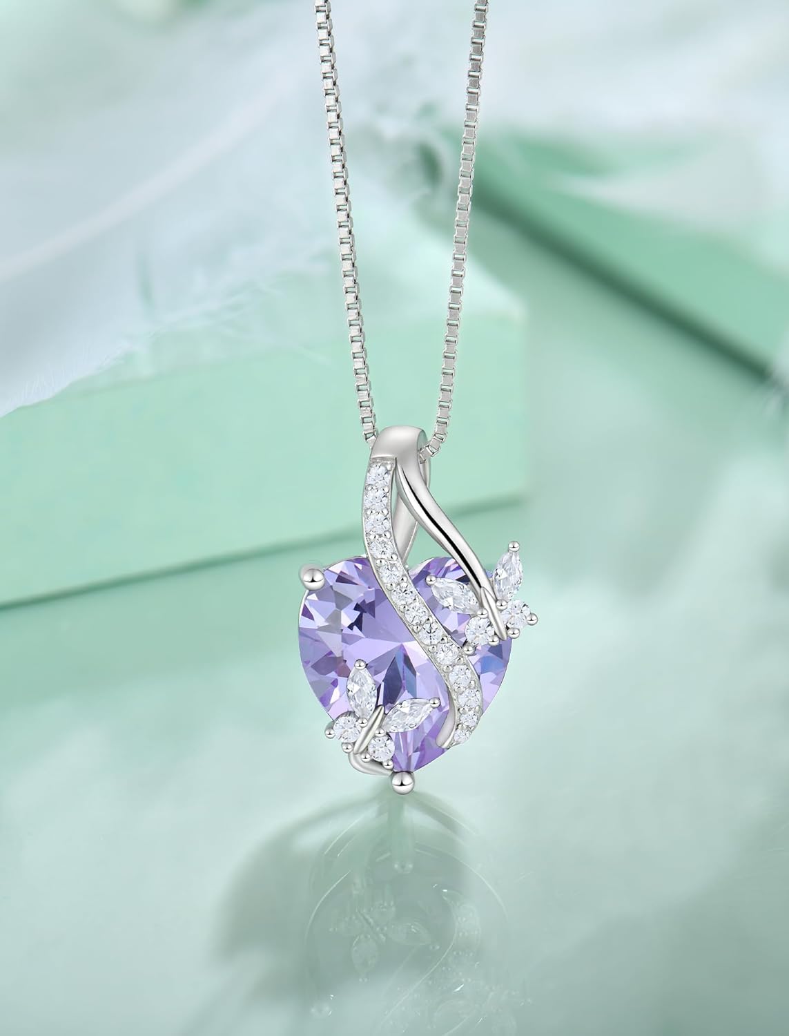 Butterfly Necklaces for Women Sterling Silver Infinity Heart Pendant Birthstone Jewelry Gift with 14k Yellow Gold/Rose Gold Plated - Image 4