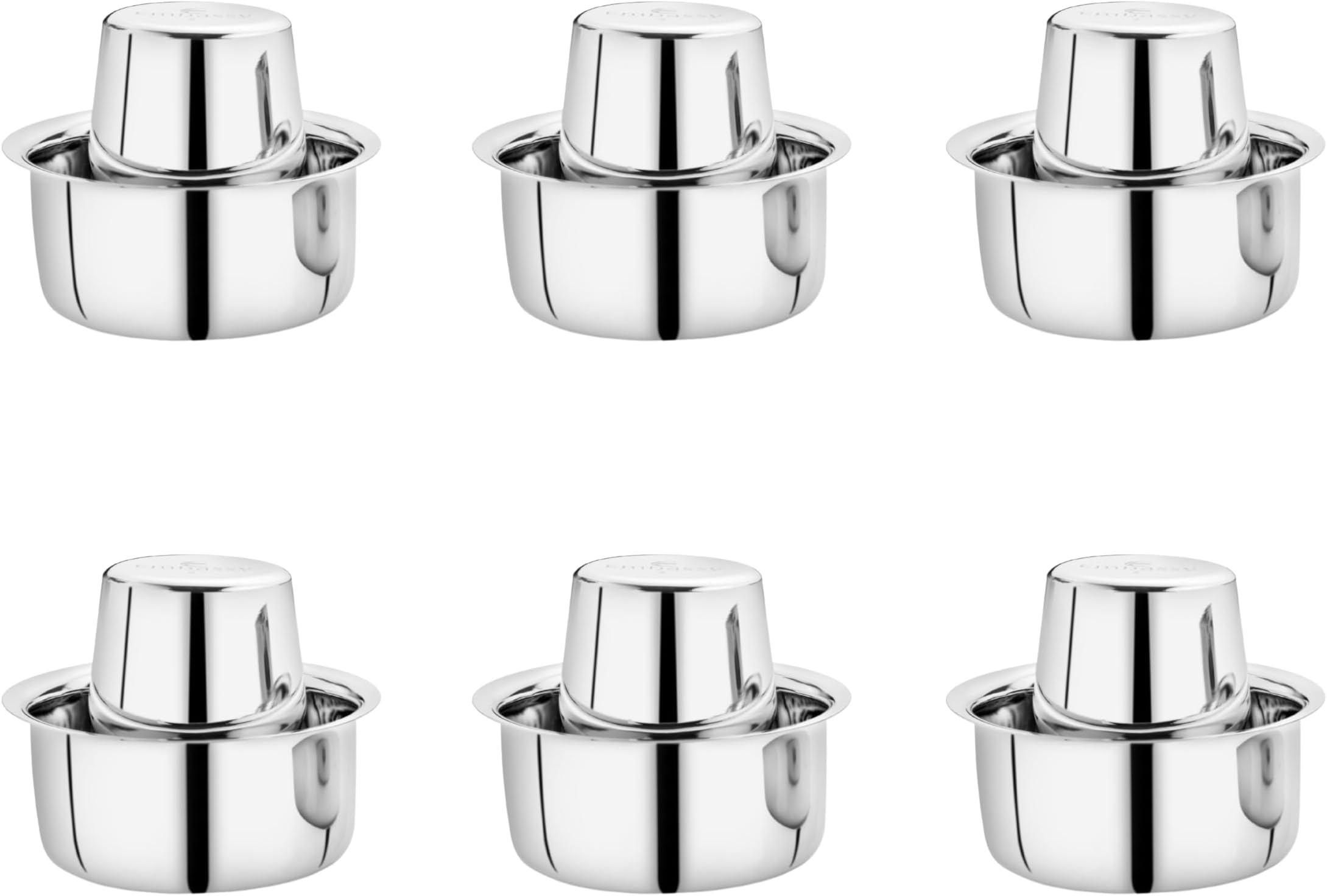 Stainless Steel Coffee Glass/Tumbler with Dabra | Capacity - 160 ml/Glass | Pack of 6 | Size 2 | Traditional South Indian Filter Coffee | Multipurpose Steel Glass