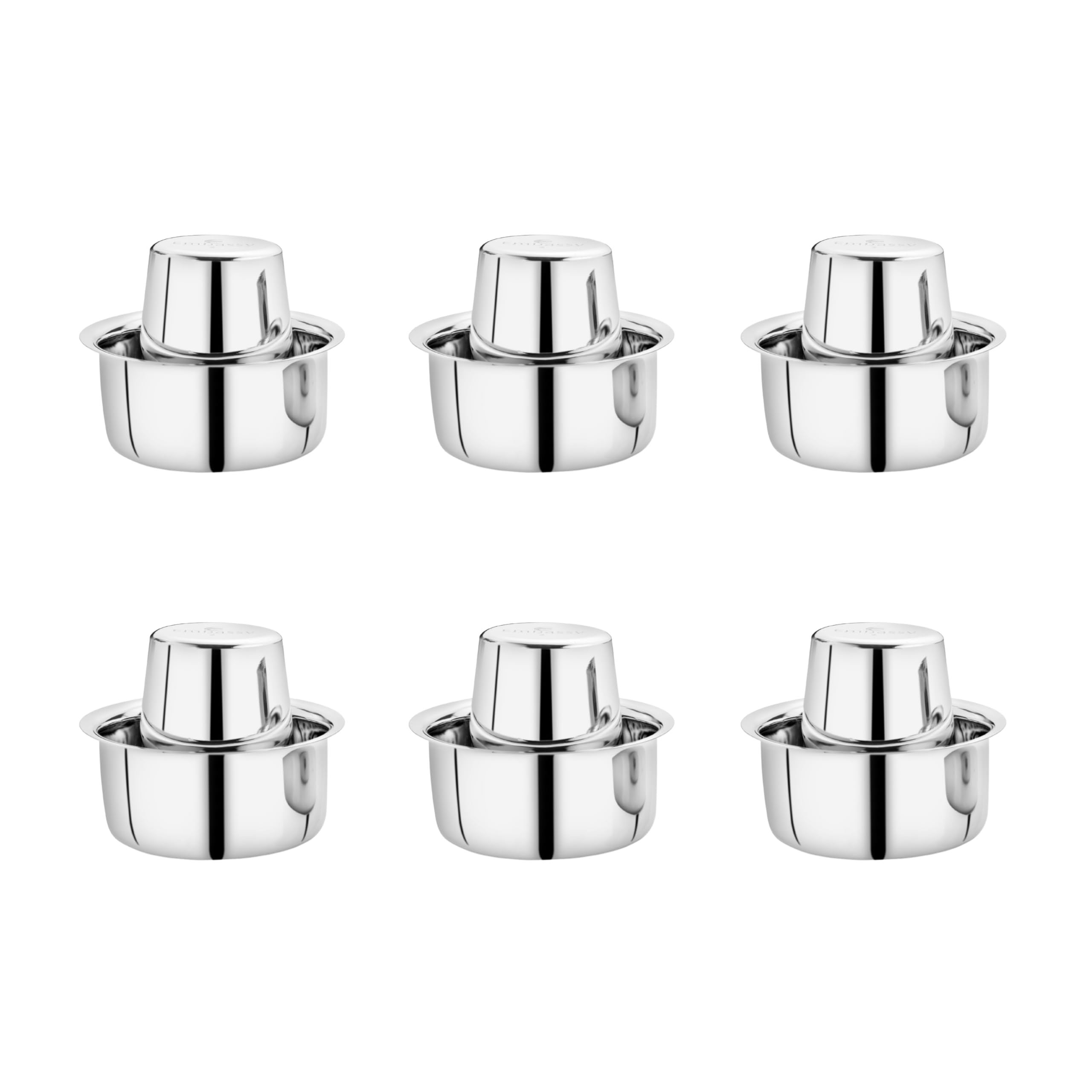 Stainless Steel Coffee Glass/Tumbler with Dabra | Capacity - 160 ml/Glass | Pack of 6 | Size 2 | Traditional South Indian Filter Coffee | Multipurpose Steel Glass