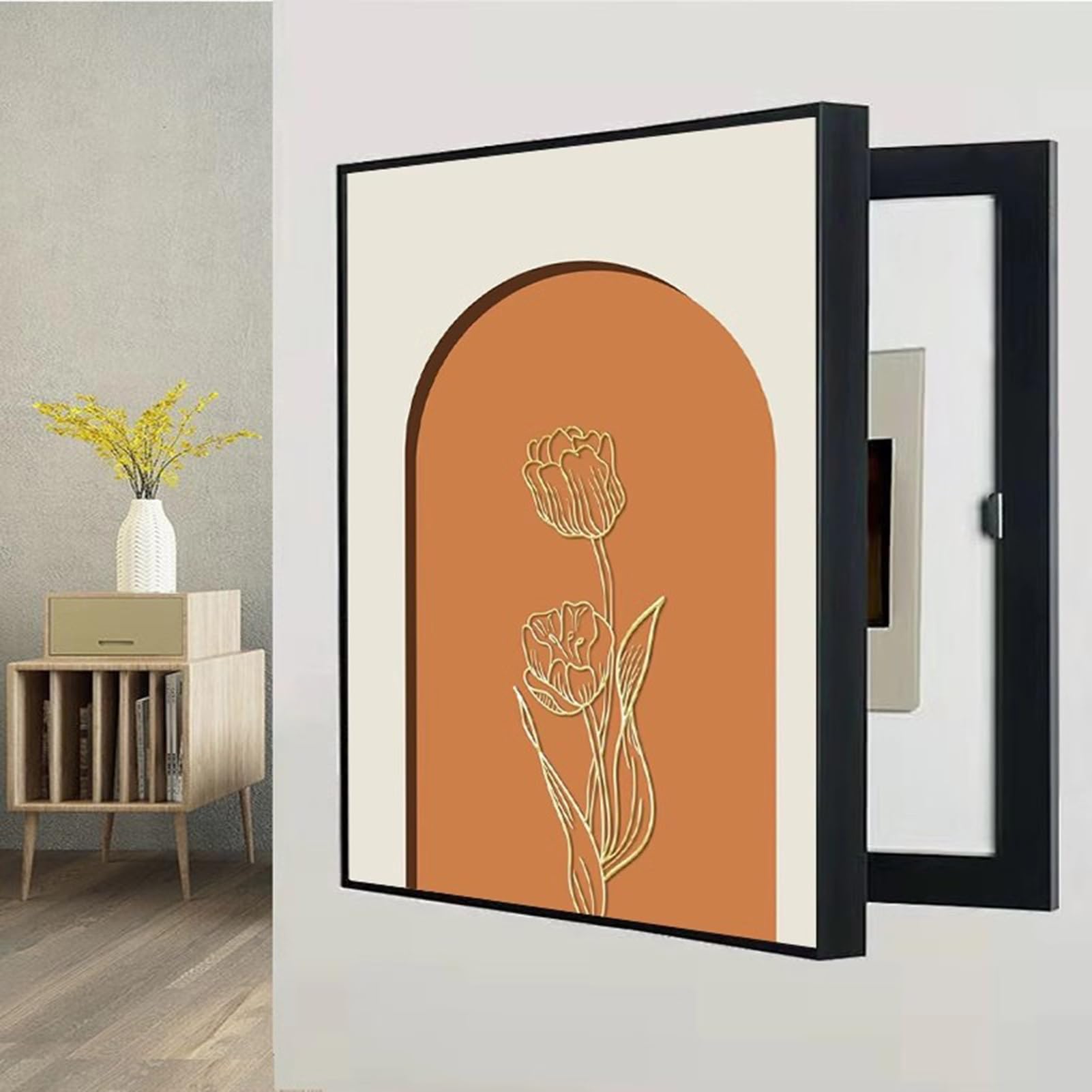 Dekoracyjna osłona panelu elektrycznego - klapka do skrzynki bezpieczników i skrzynki licznikowej, szafka naścienna, duży rozmiar (50 x 70 cm/19,8 x 27,5 cala) - stylowe domowe rozwiązanie elektryczne
