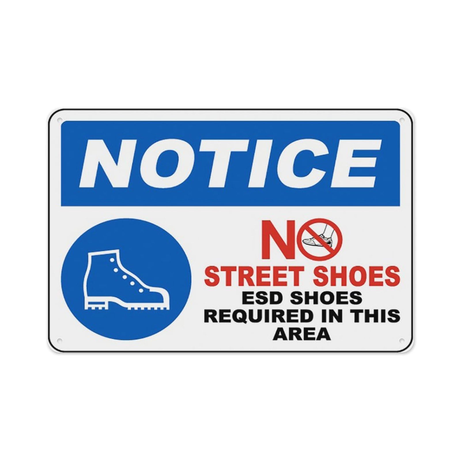 peiyeety Esd Shoes Required Sign Aluminum Tin Warning Signs For Home Outdoor Garden 8X12 Inches