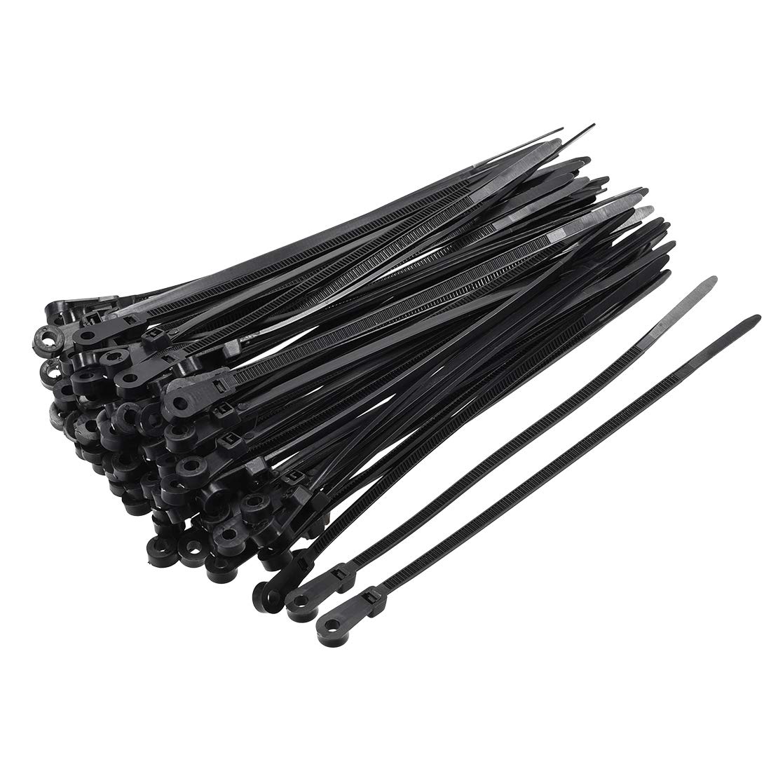 uxcell Mount Head Cable Zip Ties 6 Inch Screw Hole Nylon Wire Strap Black 80pcs