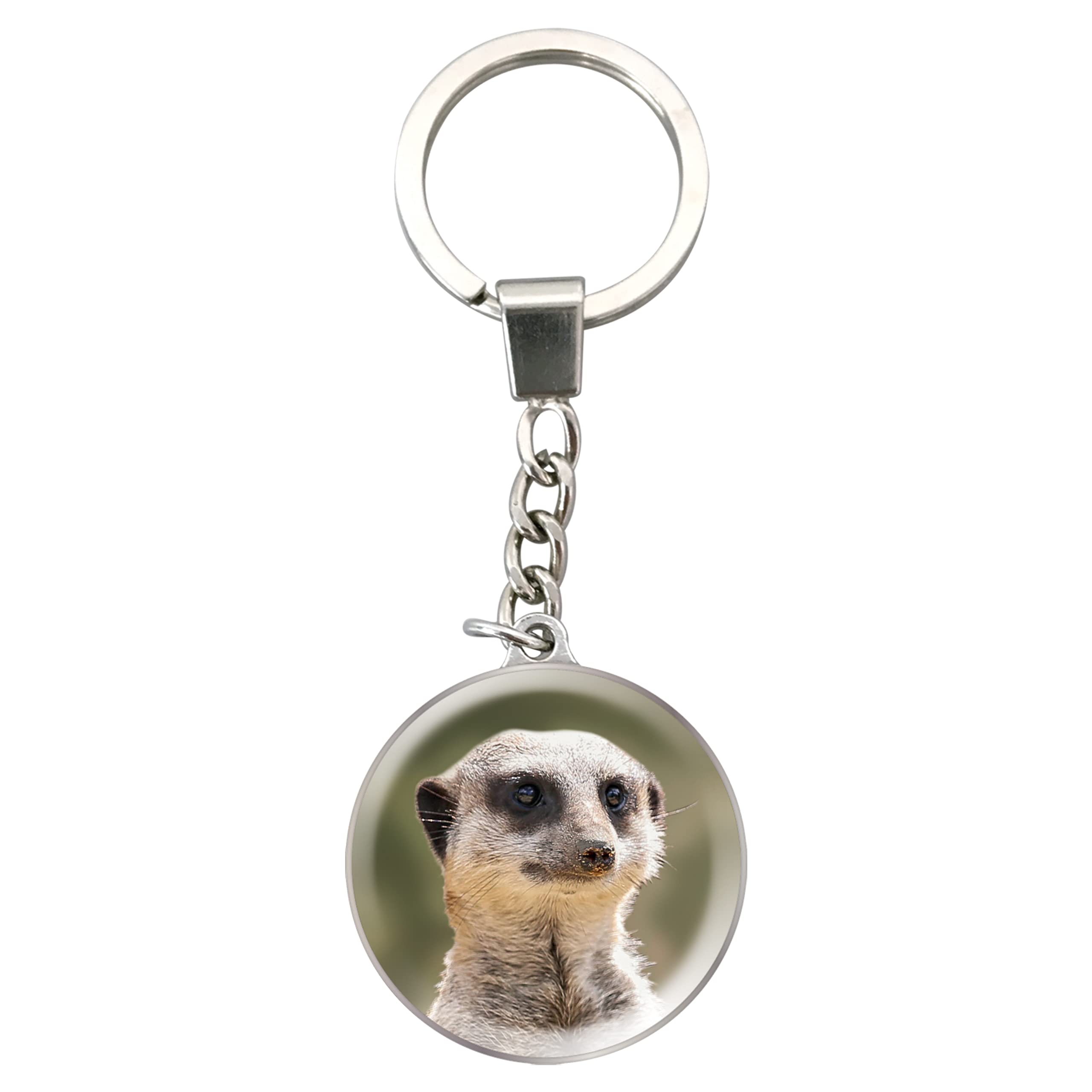 Magnidome Deluxebase Meerkat Keychain – Crystal Glass Dome Animal Key Ring with Stainless Steel Chain, Cute Meerkat Key Holder for Fun Bag Charms and Novelty Gifts.