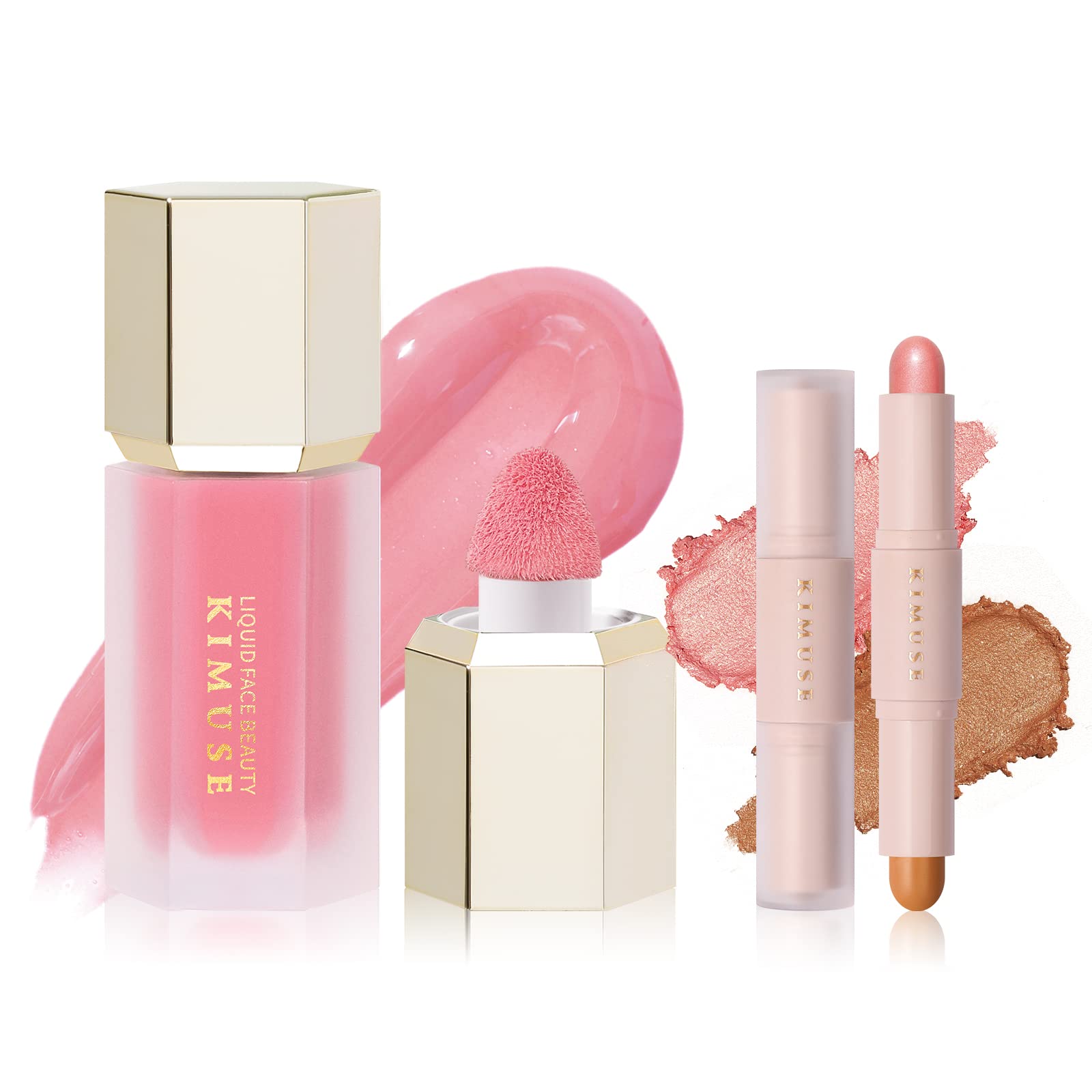 KIMUSE Soft Cream Blush Makeup & 2 Color Dual Cream Contour Stick
