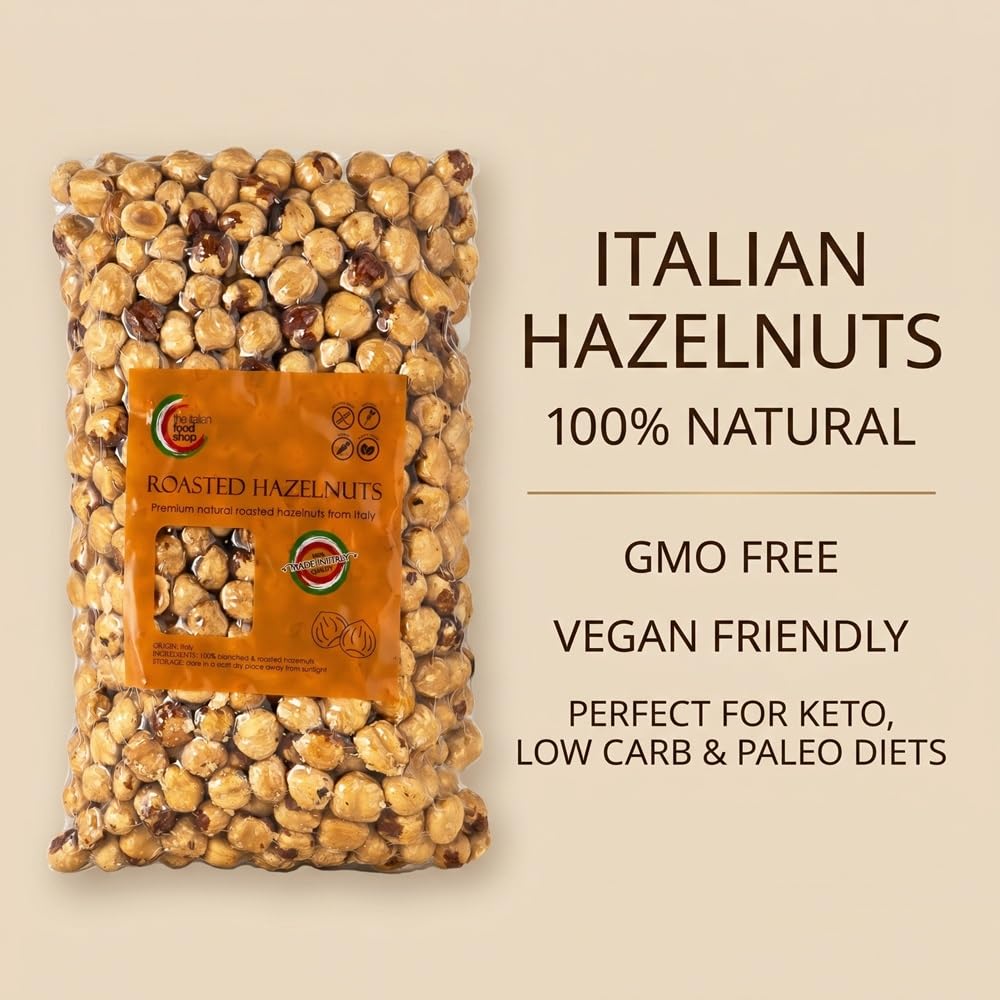 Avellanas Tostadas Naturales Sin Cáscara (1Kg) | Origen Italia - Región de Campania | Sin Sal