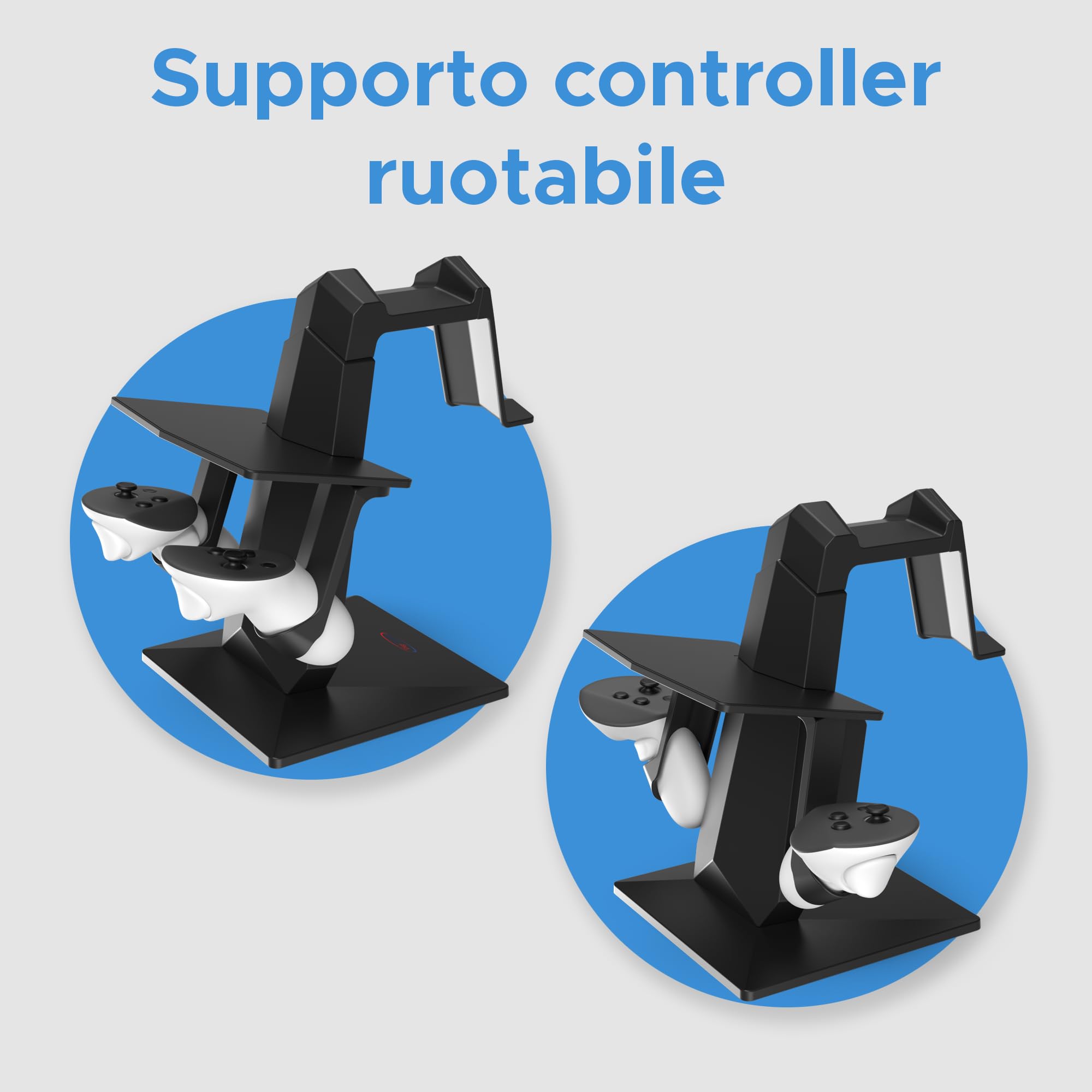 Digicharge Supporto per cuffie VR per Meta Quest 3S / Quest 3 / Oculus Quest 2 VR Mount Display Storage per cuffie e controller touch - 5