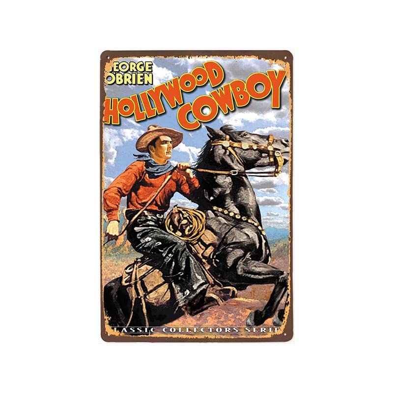 ABCDEFG Targa da parete in metallo, stile vintage, stile cowboy, stile vintage, 4 pezzi