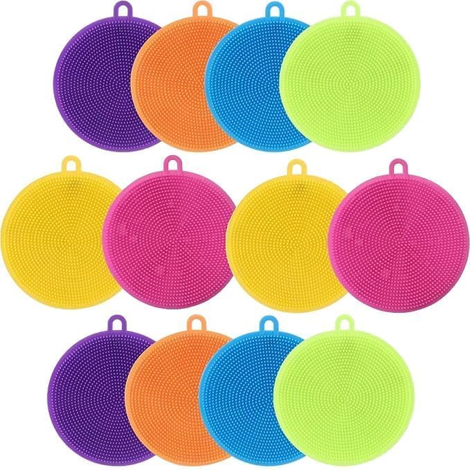 Dish Scrubber – Food Grade BPA-Free Sponge Brush, Reusable Rubber Cleaning Pad for Kitchen Dishes, Pots, Fruits & Vegetables – Fast Drying & Dishwasher Safe, Multi-Color (4)-image-46