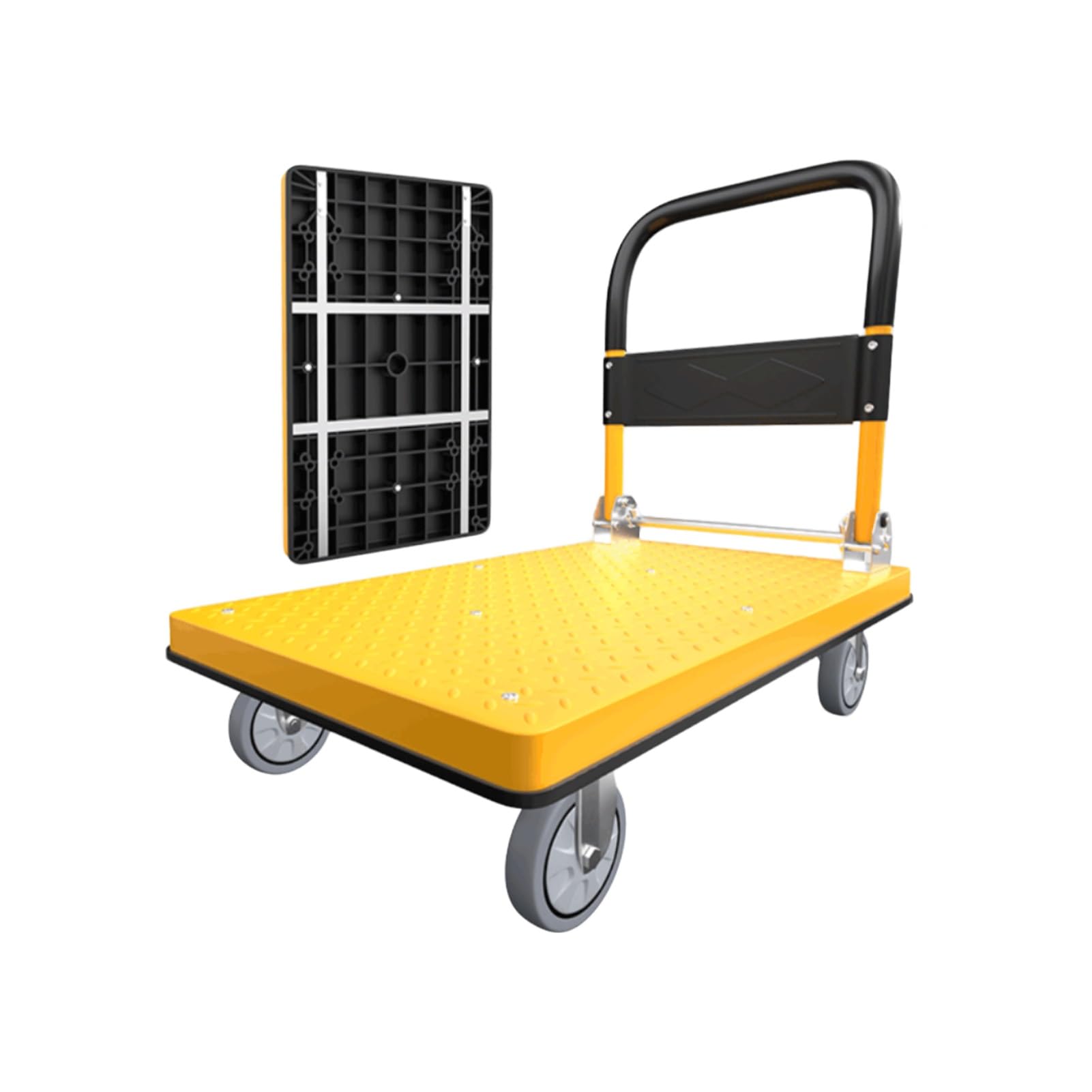 Carro de Mano Plegable de Alta Resistencia, con Ruedas y Frenos silenciosos de 360°, Carro de Carga for el hogar, Adecuado for almacenes y garajes(90x60cm)