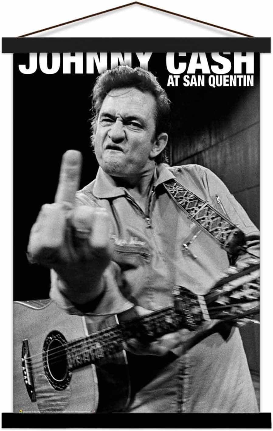 Scorpio Posters Johnny Cash - San Quentin Mini Poster - Officially Licensed - 11" x 17" with Black Frame