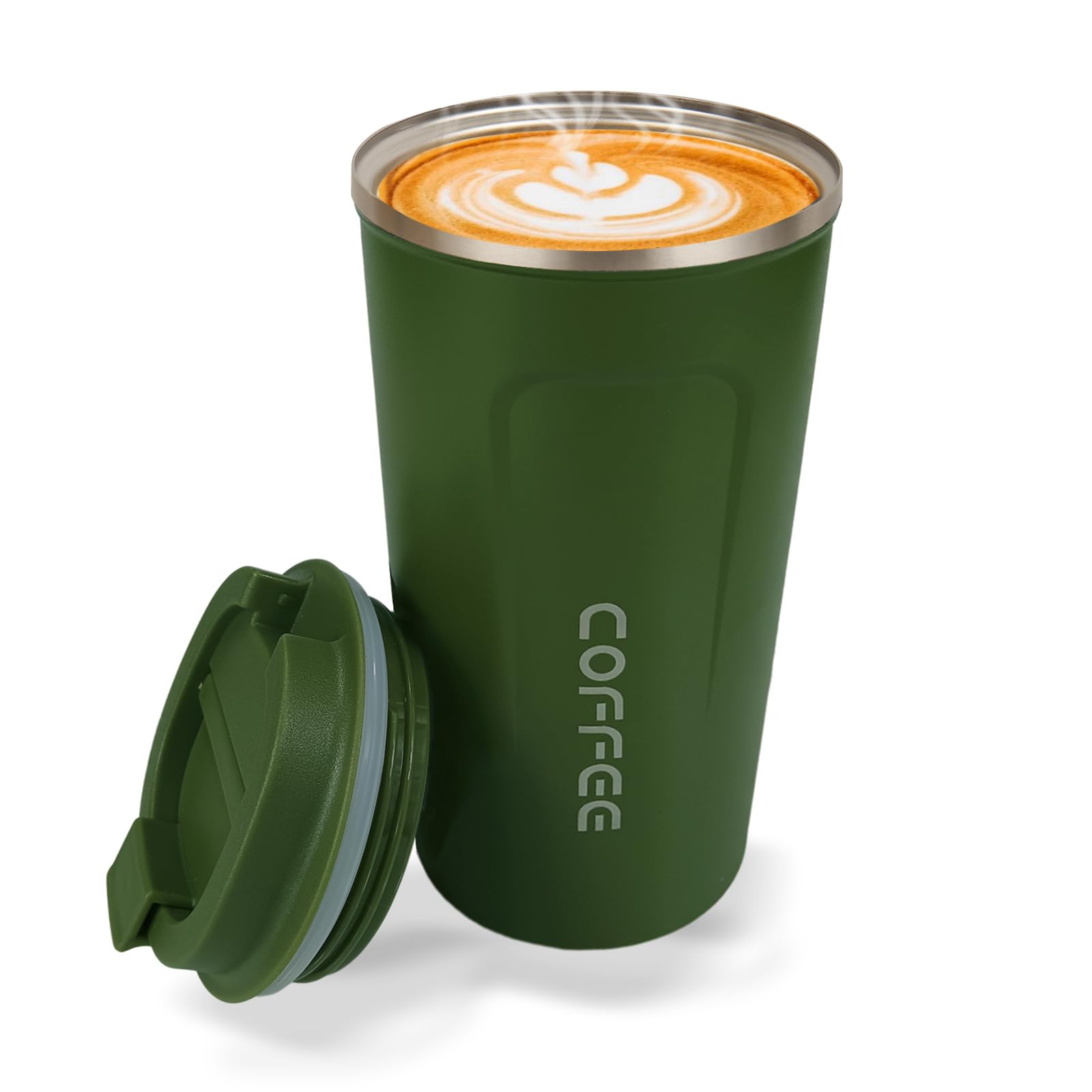 Goodatech 380ml/13oz Tazza Viaggio caffè Termica in acciaio inossidabile, Senza BPA Vuoto Isolato Borraccia, Auto Bicchiere con Coperchio a Tenuta Stagna, per caffè caldo/freddo (Verde)