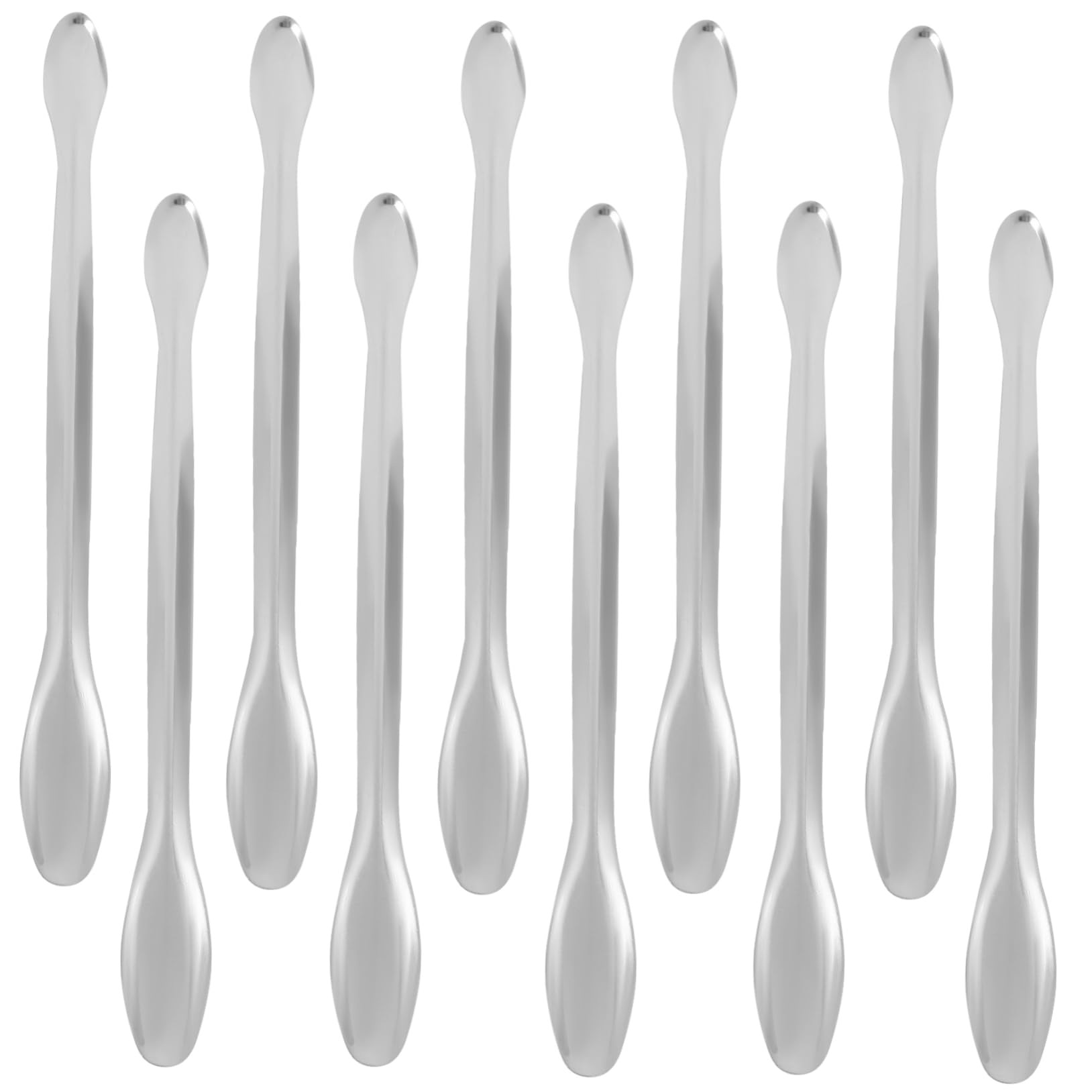 Mini Cuillères à Usage Médical en Acier Inoxydable 10 Cuillères de Laboratoire Argentées à Double Tête, Robustes pour Prélèvement et Expérimentation en Laboratoire