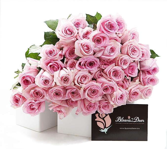 Amazon.com : Blooms2Door PRIME OVERNIGHT DELIVERY - 50 Pink Roses (Farm ...