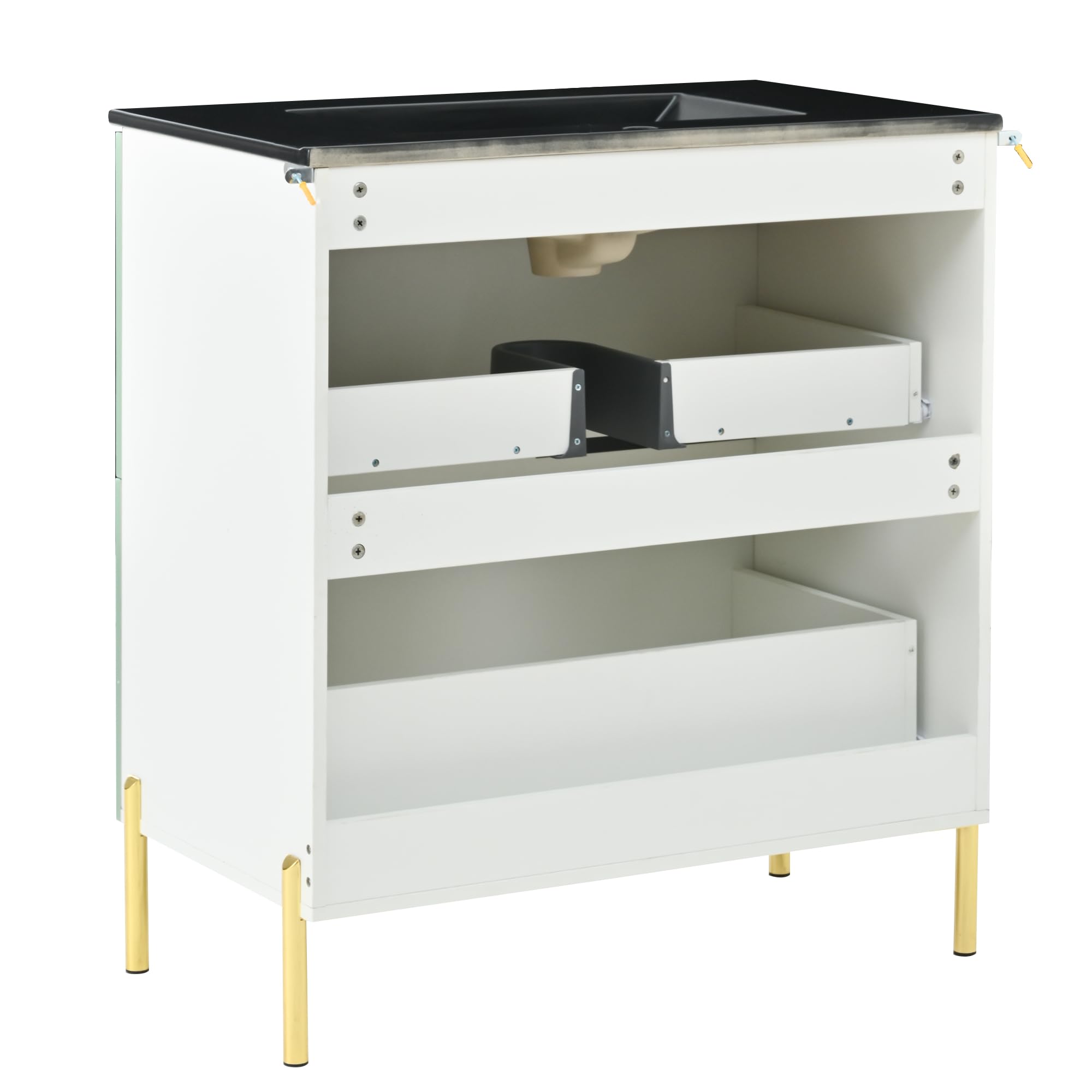 Lcoho Mobile lavabo da bagno con lavabo in ceramica, lavabo singolo con cassetti in MDF, organizer da bagno con vasca, verde