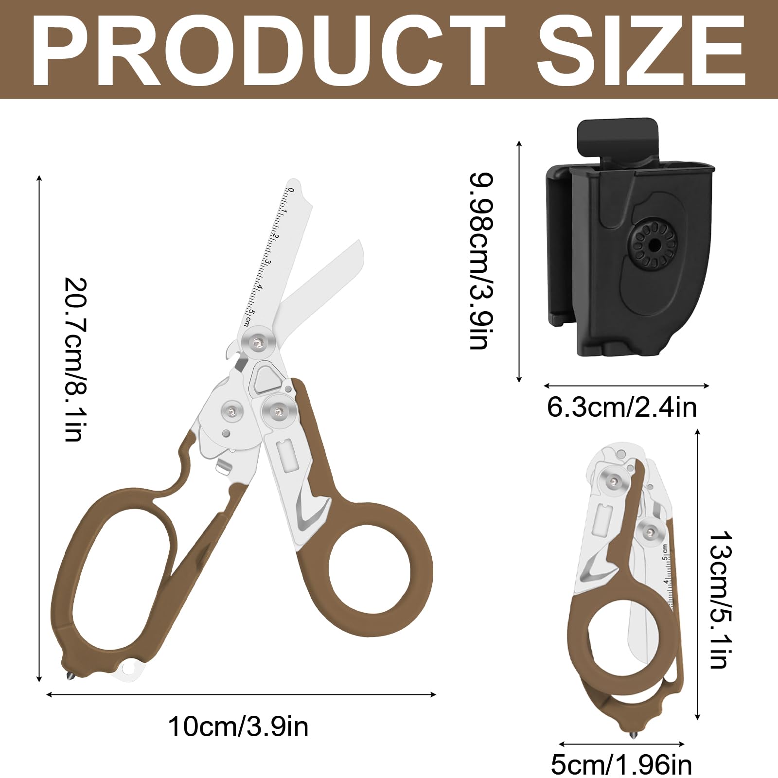 Ziyero 6 in 1 Raptor Response Emergency Shears, Tough Cut Scissors, Multi Tool Pliers Shears - Image 2