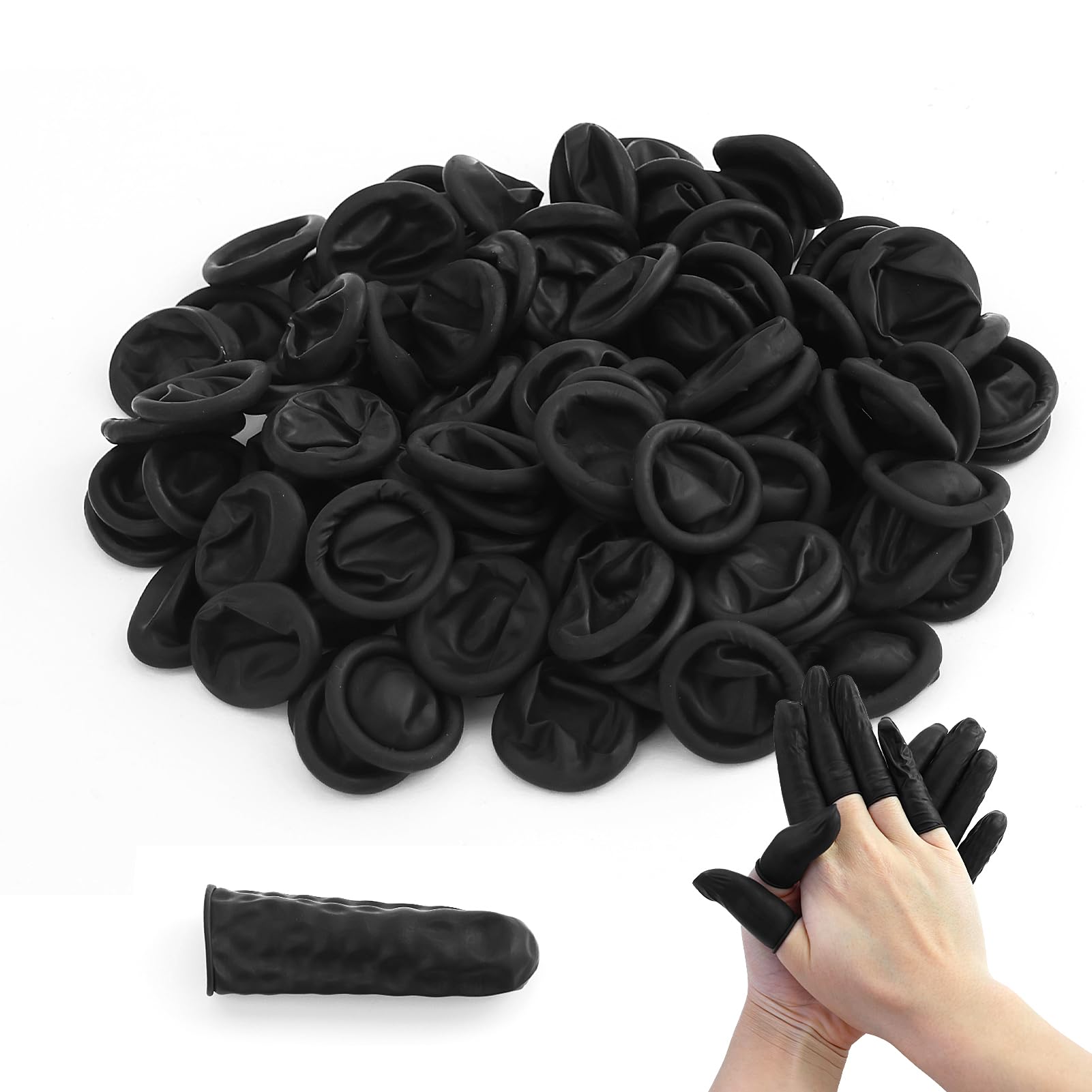 Lot de 110 protège-doigts antistatiques - Noir - En latex durable - Protection du bout des doigts - Pour le nettoyage, la réparation