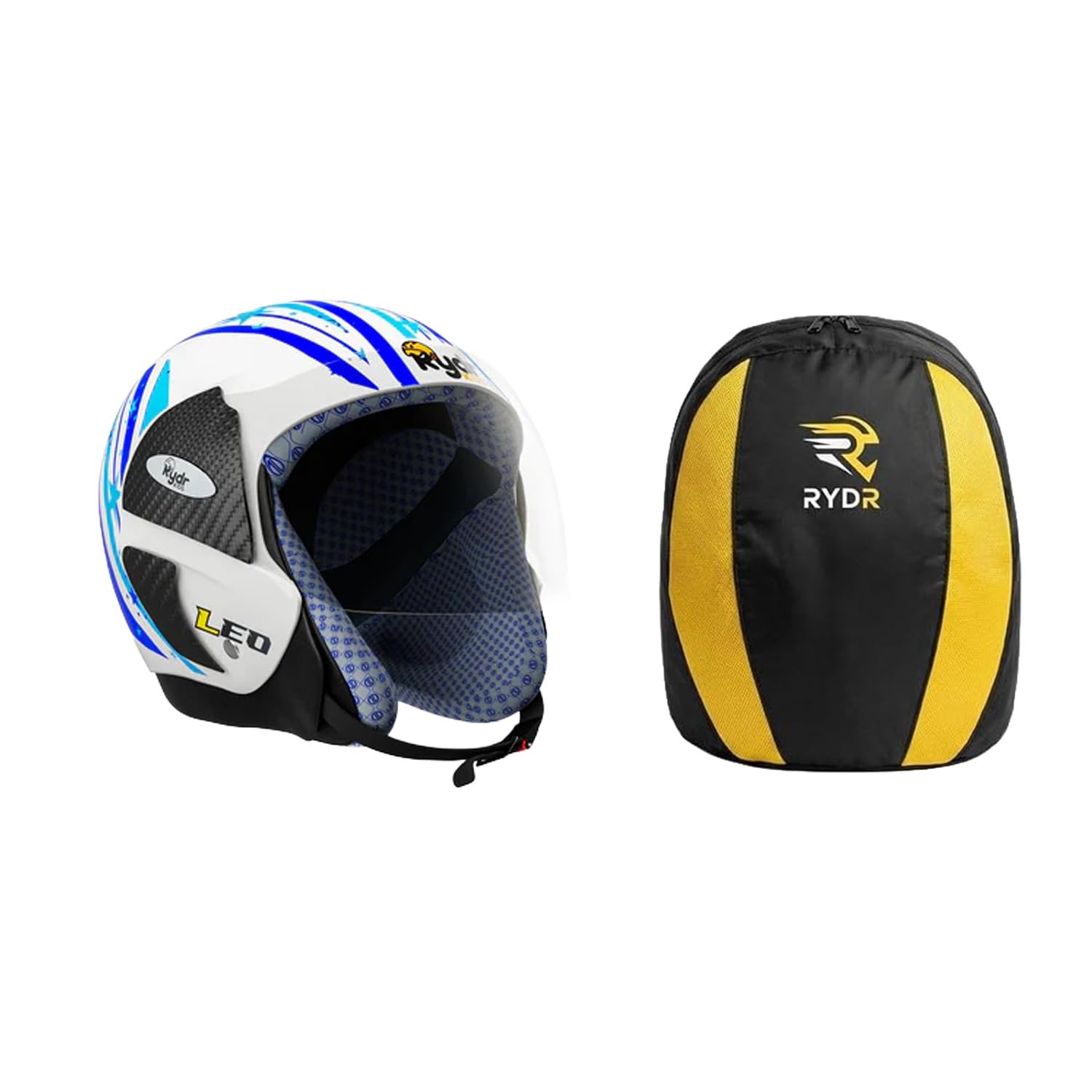 RYDR Kids Safety Helmet for Cycling Skating Scooter | Lightweight Adjustable Helmet,Resistant Shell Soft Comfort Padding and Protective Visor (Blue)-image-47