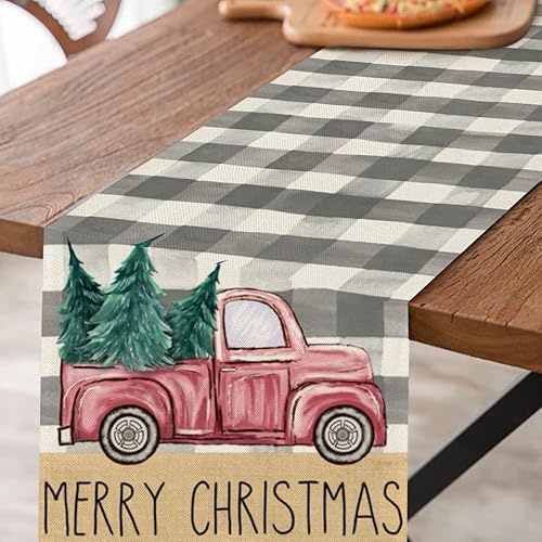 Miniatura 10 de Camino de mesa rosa de 13 x 72 pulgadas, camino de mesa de copo de nieve en acuarela de Navidad para invierno, vacaciones, casa de campo, camino de