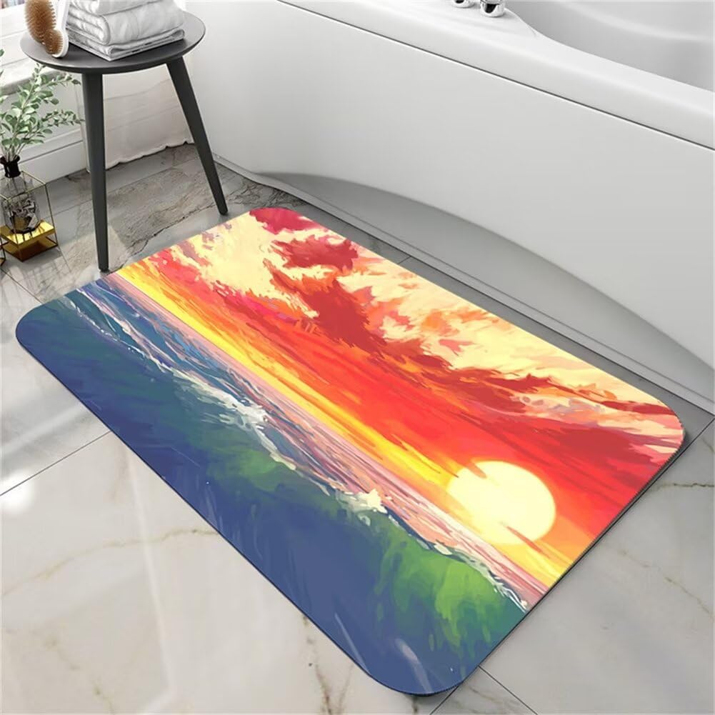 Tapis salle de bain absorbant et antidérapant, pierre de diatomite lavable 50x80cm