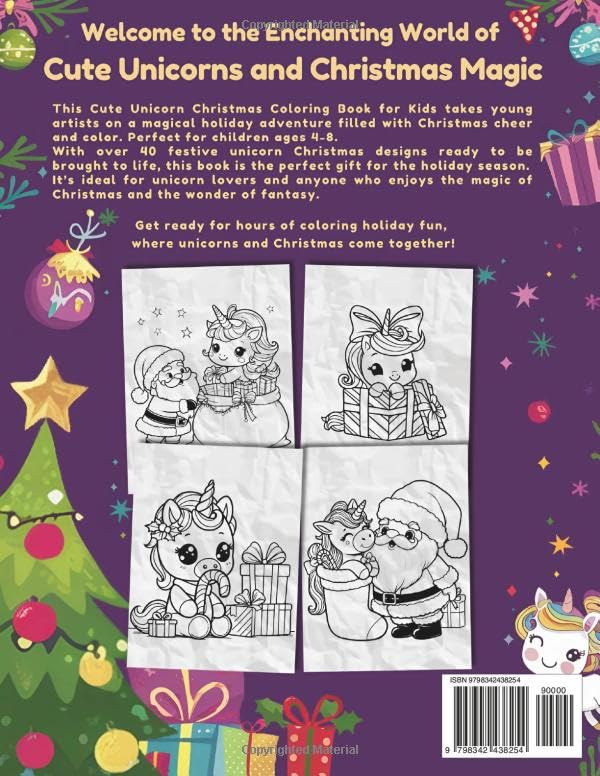 Cute Unicorn Christmas: A Magical Holiday Coloring Book for Kids Ages 4-8 - Image 2