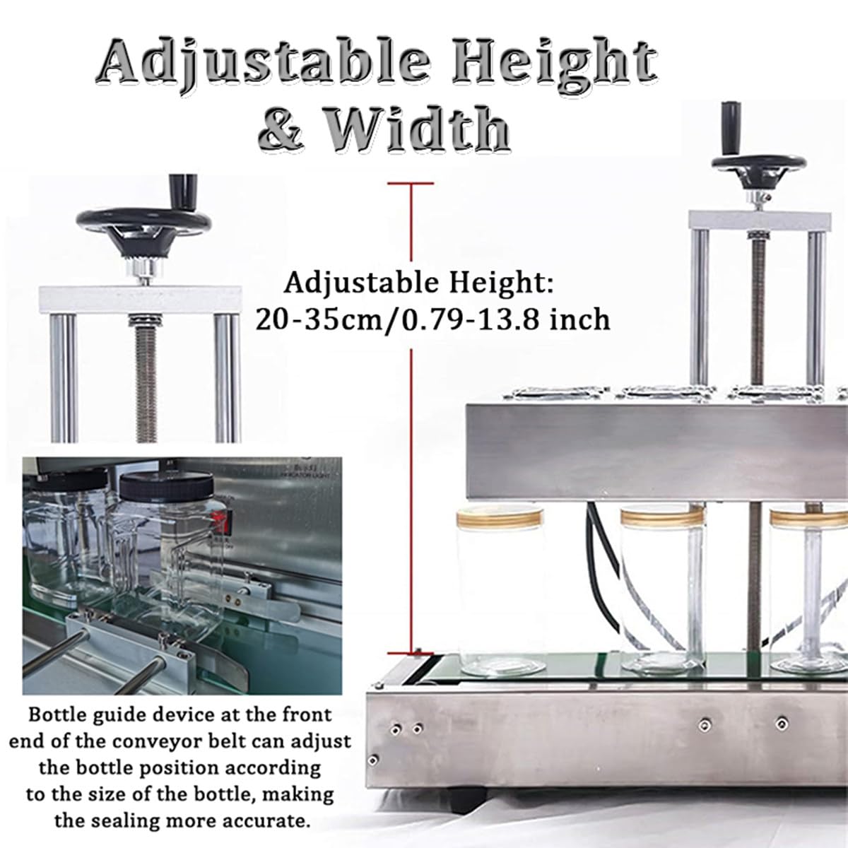 Machine De Scellage Par Induction Automatique Pour Bouteilles - Scelleuse Électromagnétique Continue Pour Bouchons De Différentes Tailles, Avec Hauteur Réglable, Idéale Pour Les Solutions D'Emballage