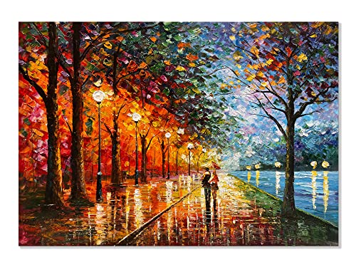 Alenoss Abstract Canvas Paintings 3D Modern Oil Paintings on Canvas 28x40 Inches Contemporary Colorful Wall Art Romantic Couples Blue Artwork for Home Decorations