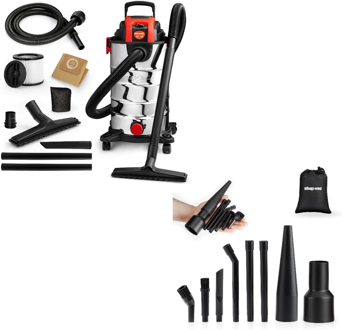 Shop-Vac 8 Gallon 4.0 HP Wet/Dry Vacuum Micro Cleaning Nozzle Kit with Adapter