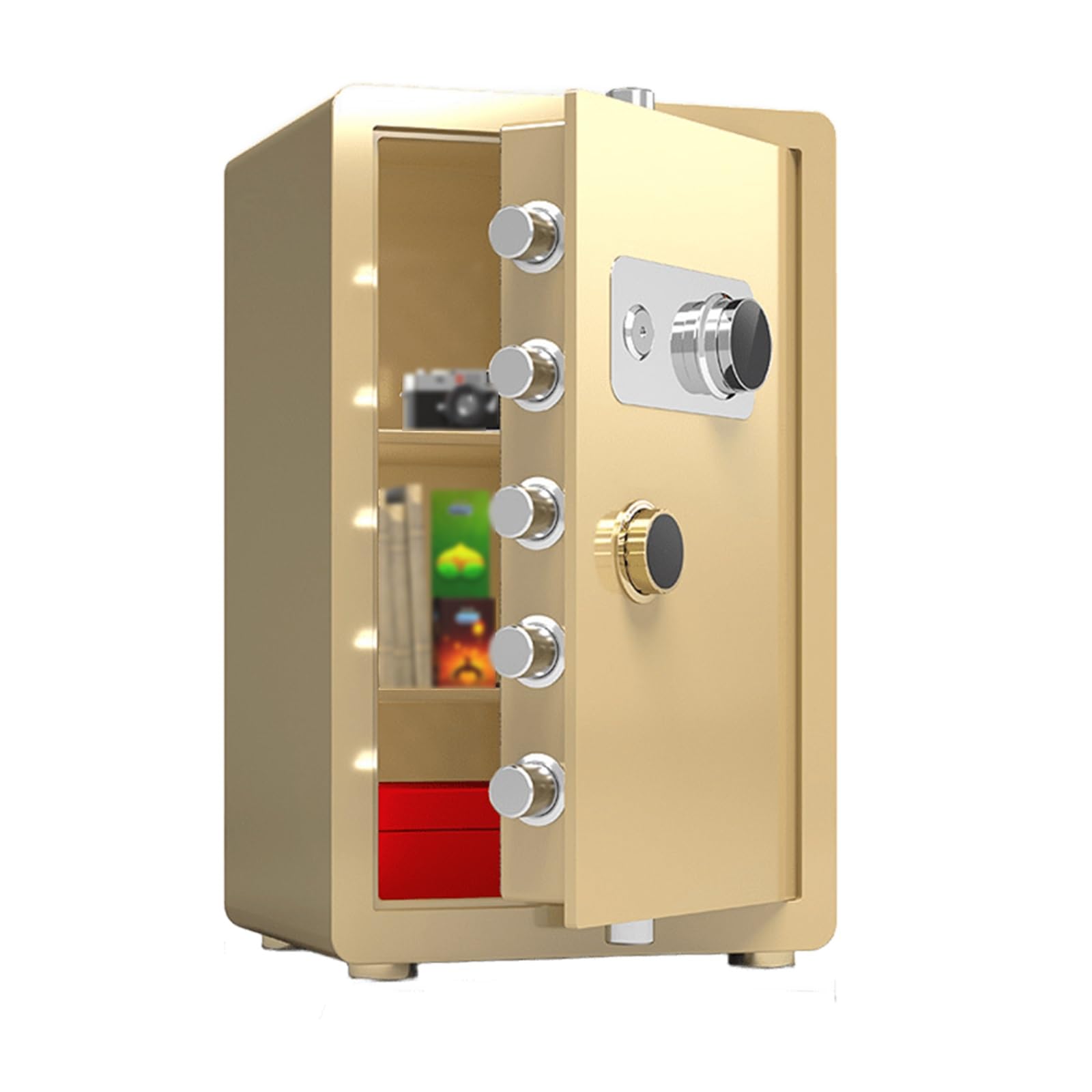 Cassetta di Sicurezza per Soldi Ignifuga Cassaforte a Combinazione Meccanica In Acciaio con Interno Privato Serratura a Chiavistello Solido Safe per La Casa, L'hotel E L'ufficio(Gold,38x34x60cm)