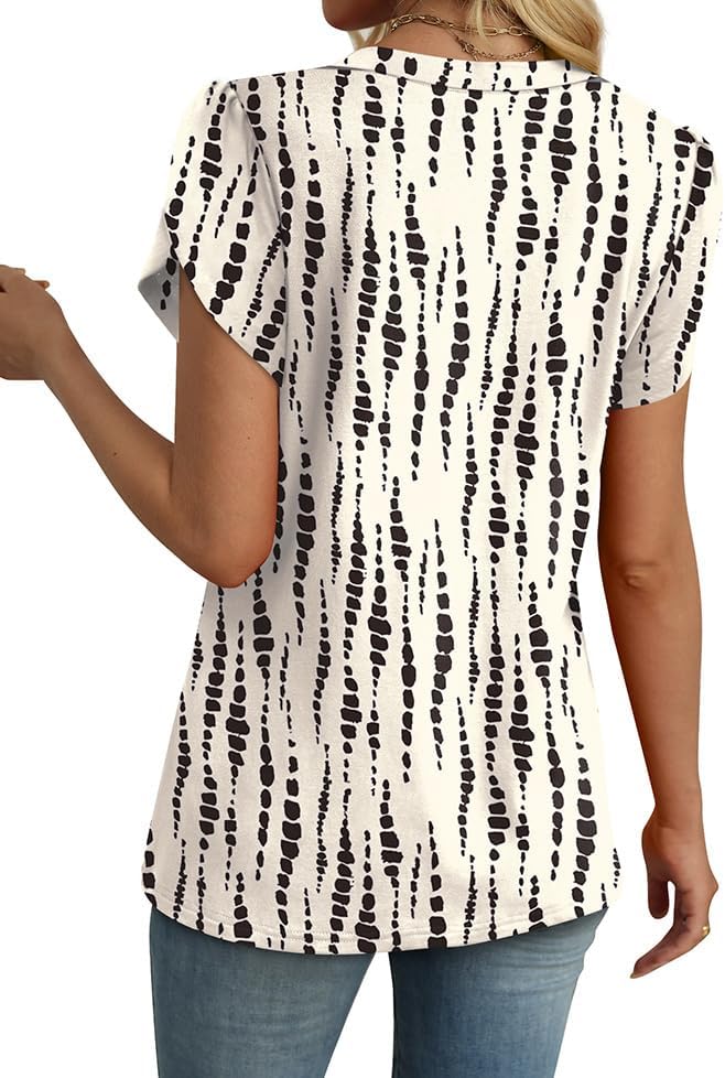  Womens Tops Dressy Casual Petal Sleeve Summer Spring Short Sleeve V Neck Shirts Work Business Vacation Clothes 2026 thumbnail