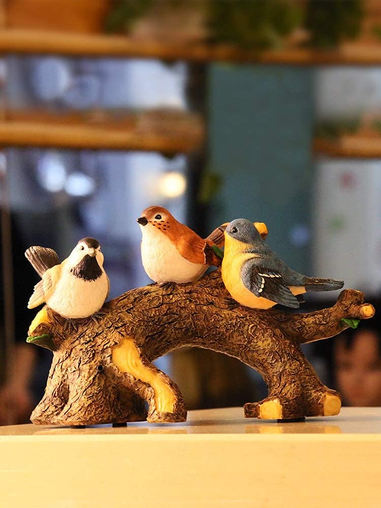 Ornamenti da giardino per esterni, graziose statuette di uccelli in resina