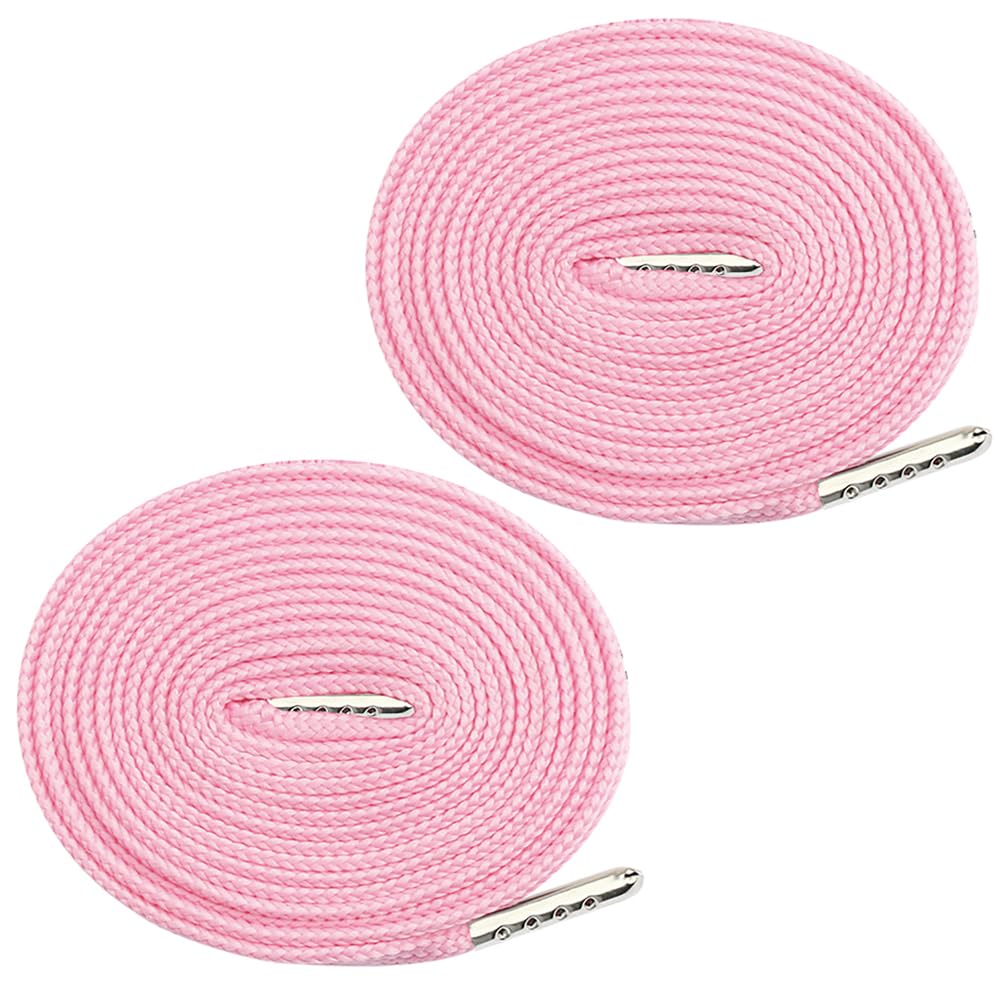 Leliafleury 2Pcs 10mmx1.3m Replacement Drawstring Cord Flat Universal Polyester Drawstring Cord with Metal Closure Ends for Hoodies Sweatpants Sweaters, Pink