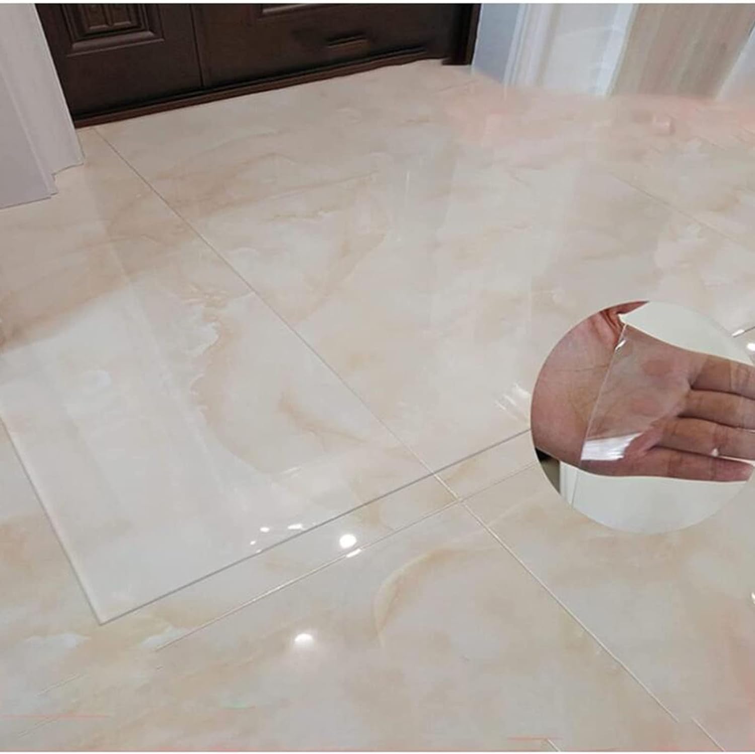 Tapis de sol en plastique vinyle - 2 mm - Antidérapant - Protection de sol en PVC transparent pour sols durs - Longueur : 100 à 280 cm - Idéal pour la maison et le bureau - 90 x 100 cm